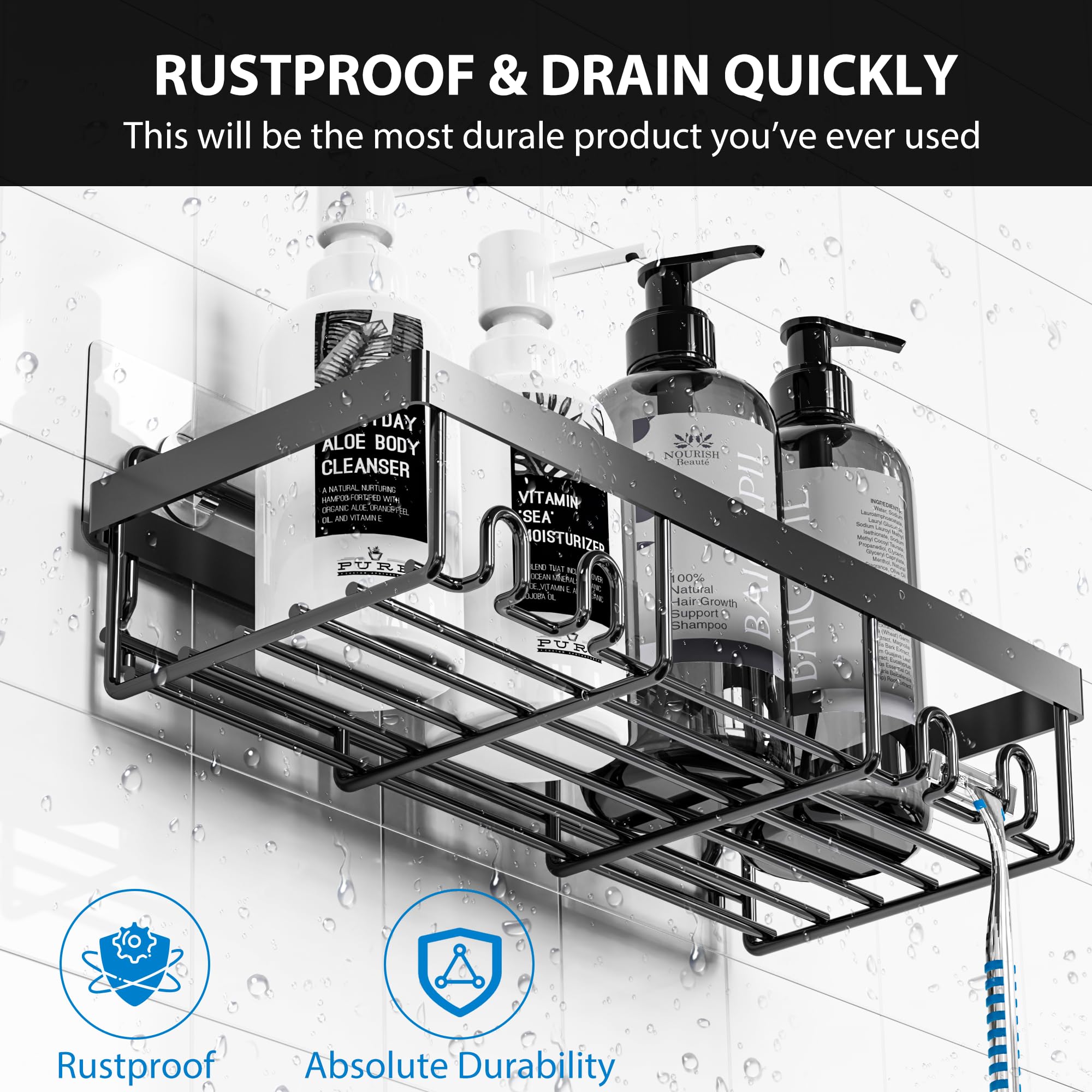 Moforoco 7 Pack Adhesive Shower Organizer Caddy Shelves Rack - Corner Bathroom Storage Organization, Home&Kitchen Decor Inside R