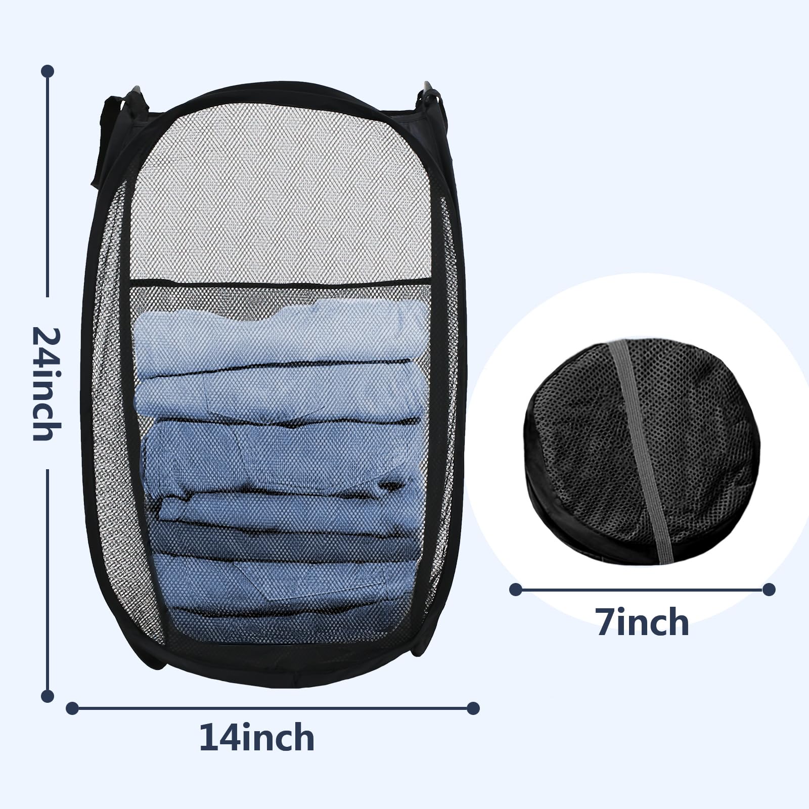 Lxlovesm Pop Up Hamper, Mesh Popup Laundry Hamper, Clothes Basket, Collapsible Hamper For Laundry, Foldable Hamper For Travel An