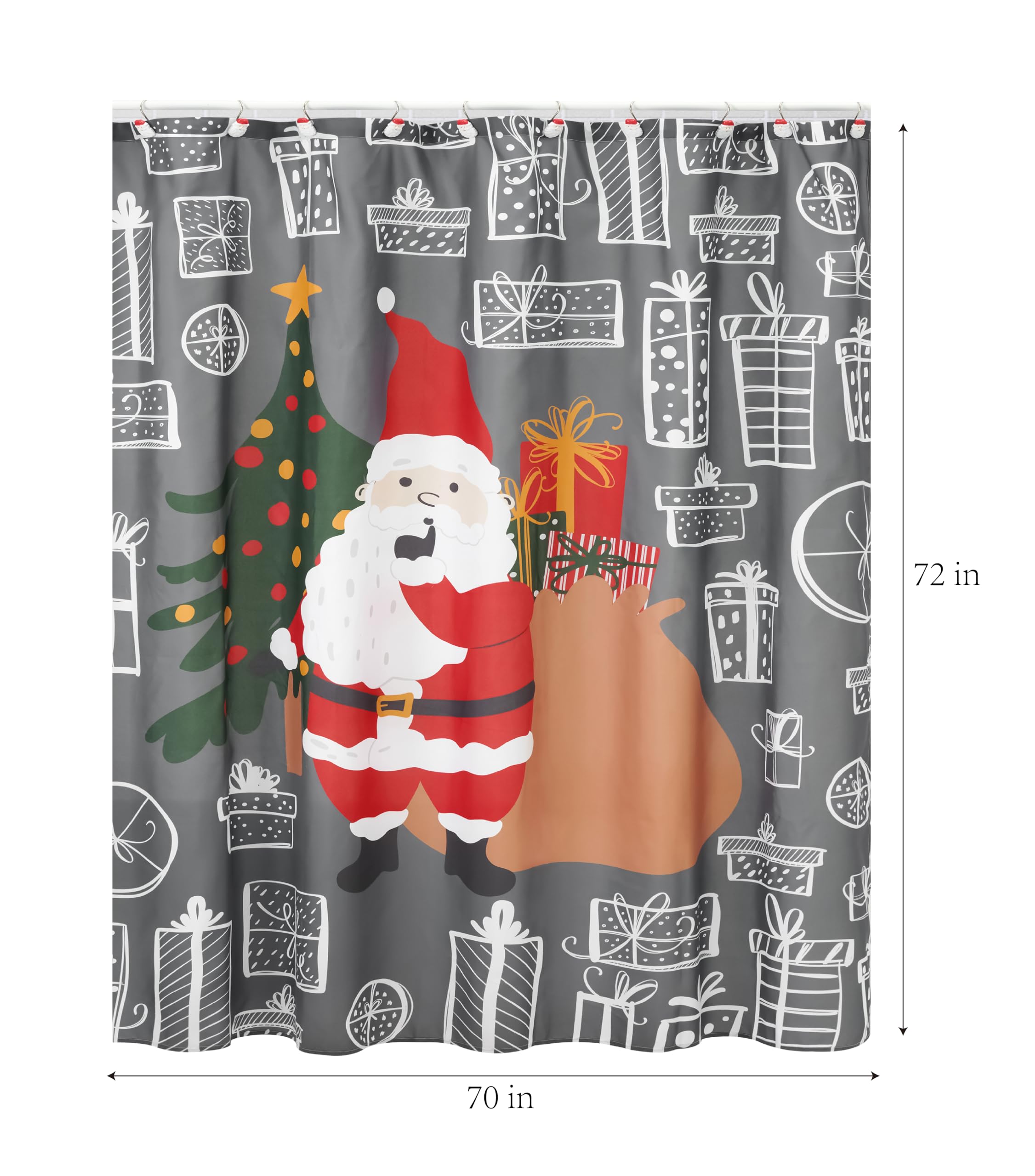 17-Piece Christmas Holiday Bathroom Accessory Set With | Resin Liquid Soap Pump| Bath Rug | Shower Curtain | 12 Curtain Hooks |