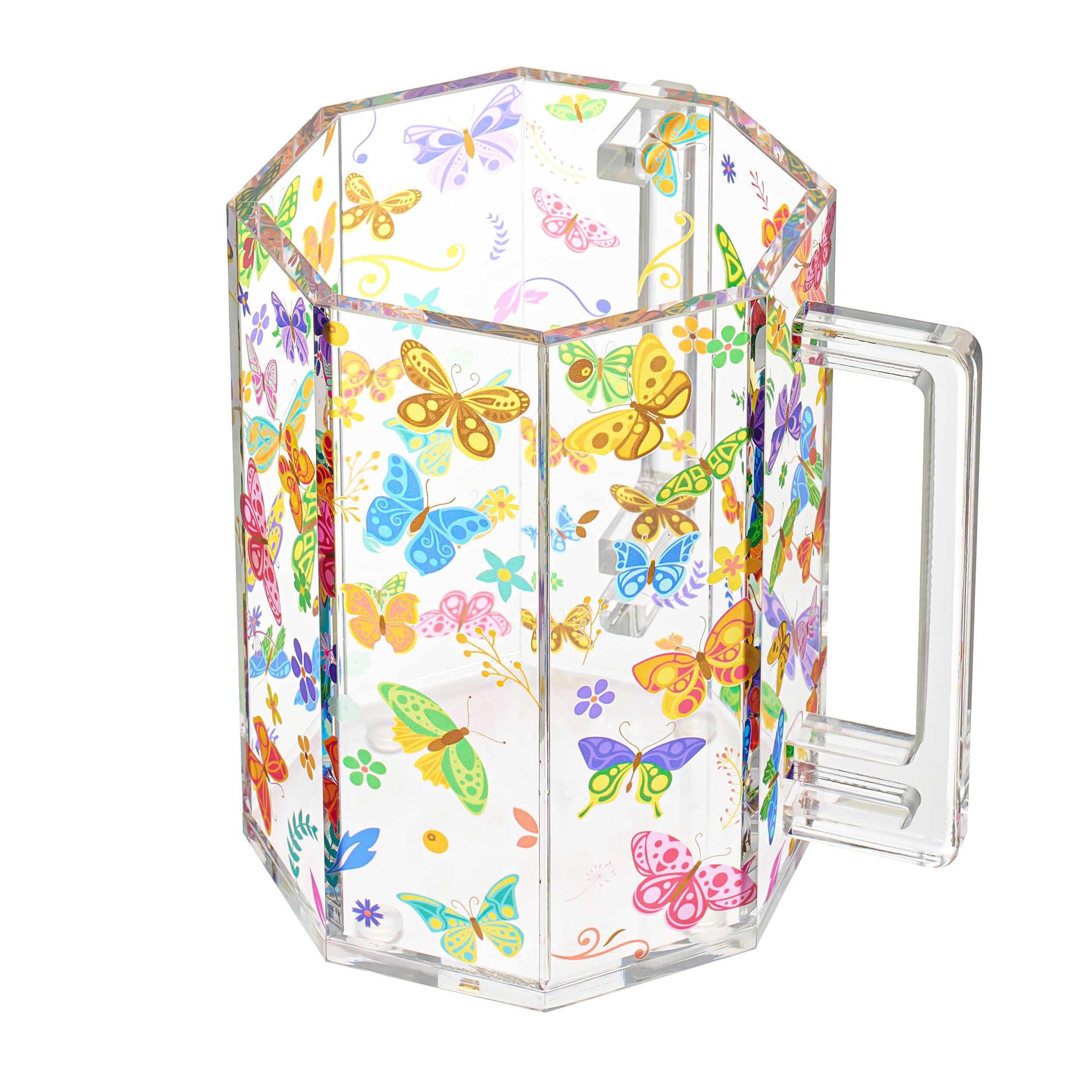 Butterfly Lucite Acrylic Washing Cup with Dual Handles