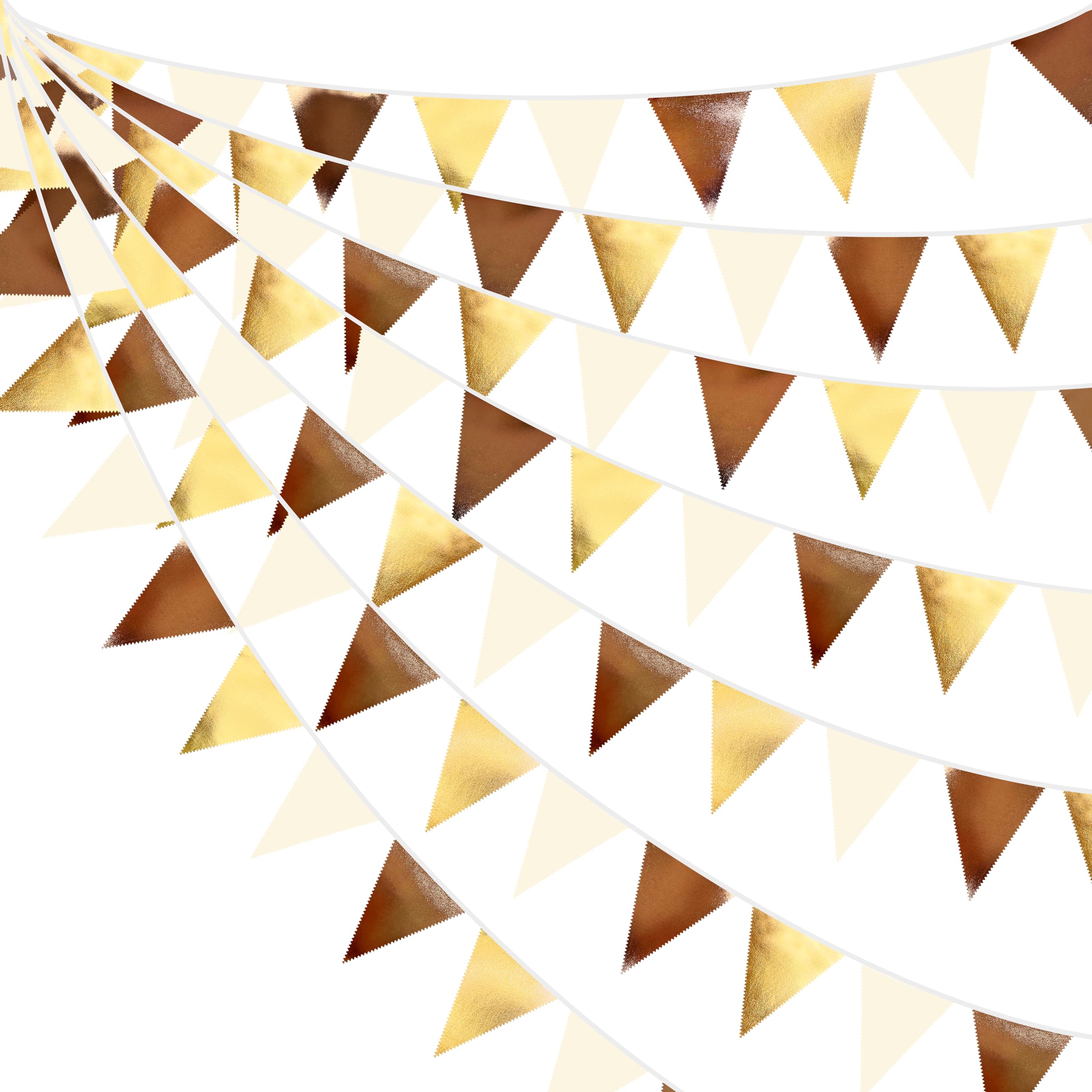 Brown Beige And Gold Party Decorations Fabric Triangle Pennant Banner Flag Bunting Garland For Boho Neutral Rustic Cowboy Wester