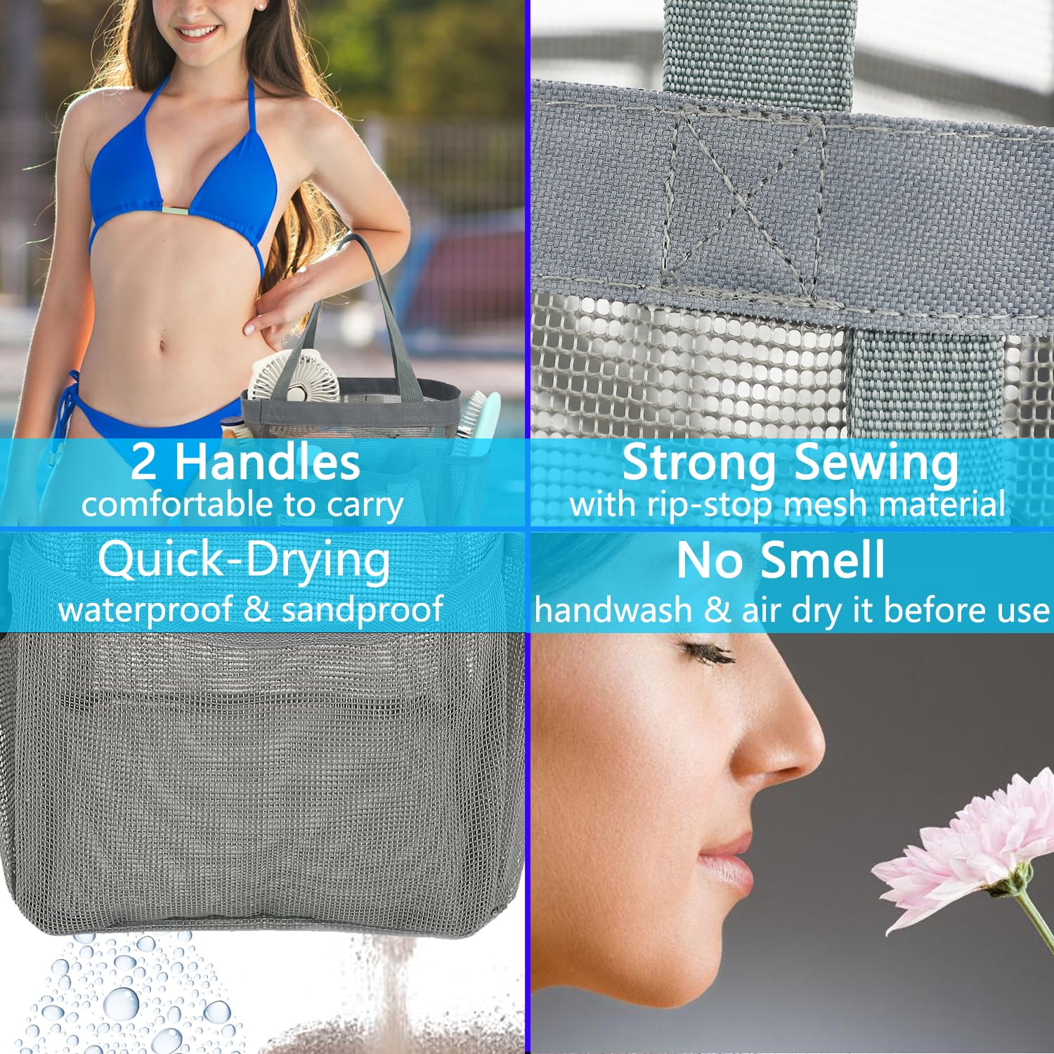 Fammart Mesh Shower Caddy Portable For College Dorm Room Essentials With 7 Upgraded Deeper Pockets, Quick-Dry Large Shower Baske