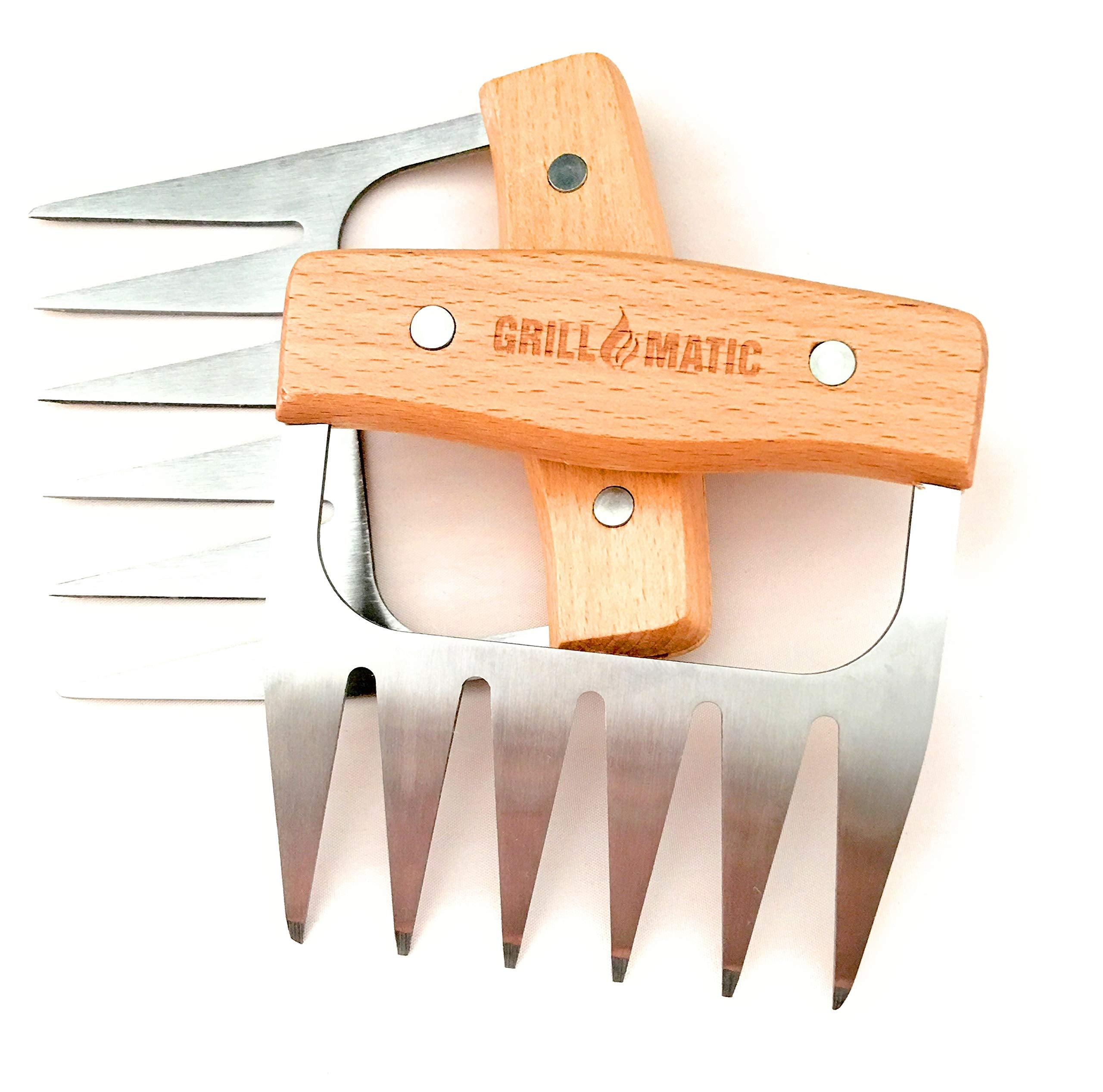 Grillmatic - Meat Shredder Claws - Professional, Stainless Steel, Easy To Use, Lightweight, Heat Resistant Claws For Pulling, Sh