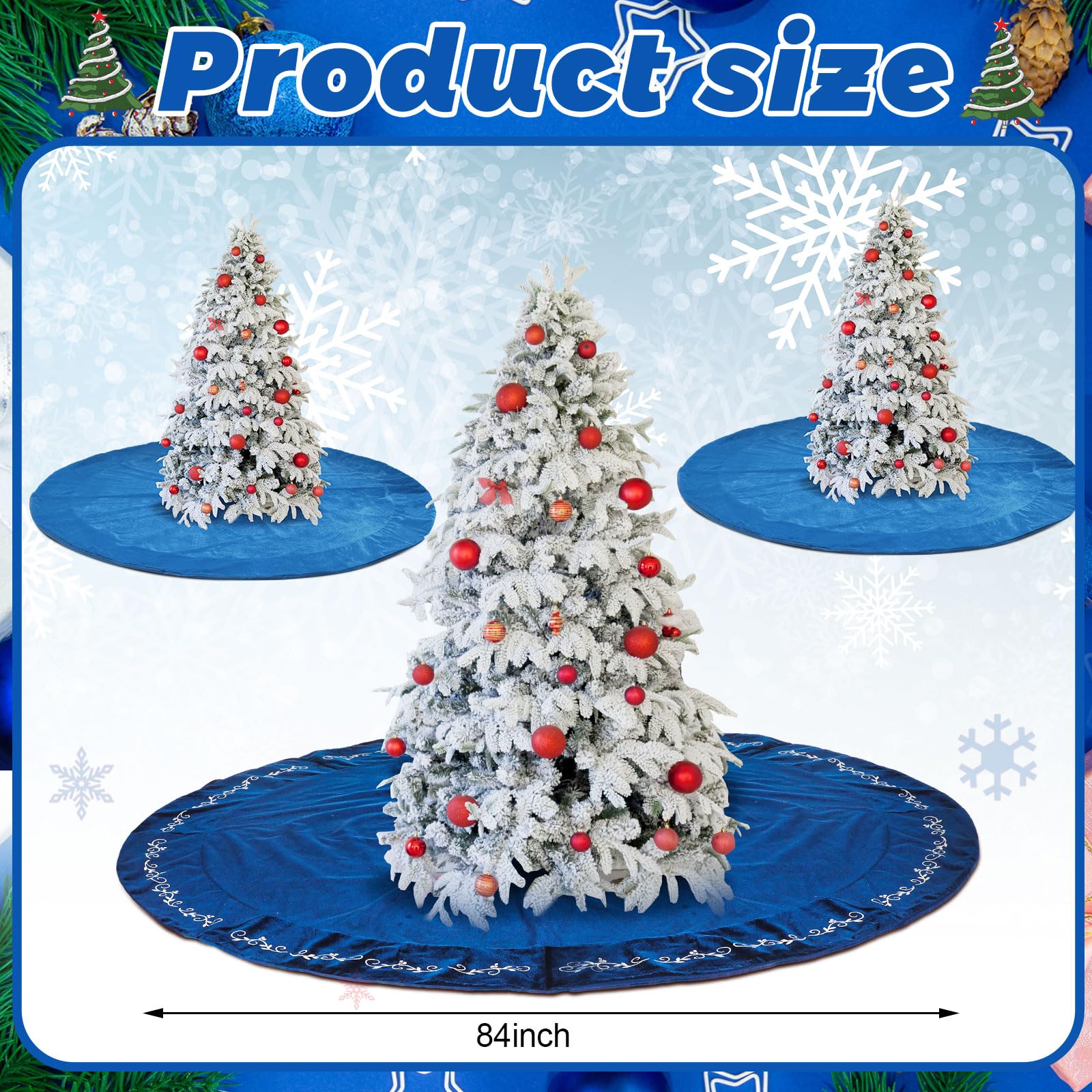 HyDren 84 Inch Christmas Velvet Tree Skirt Gold Bronzing Embroidery Christmas Tree Decorations Vintage Party Favors Rustic Holid