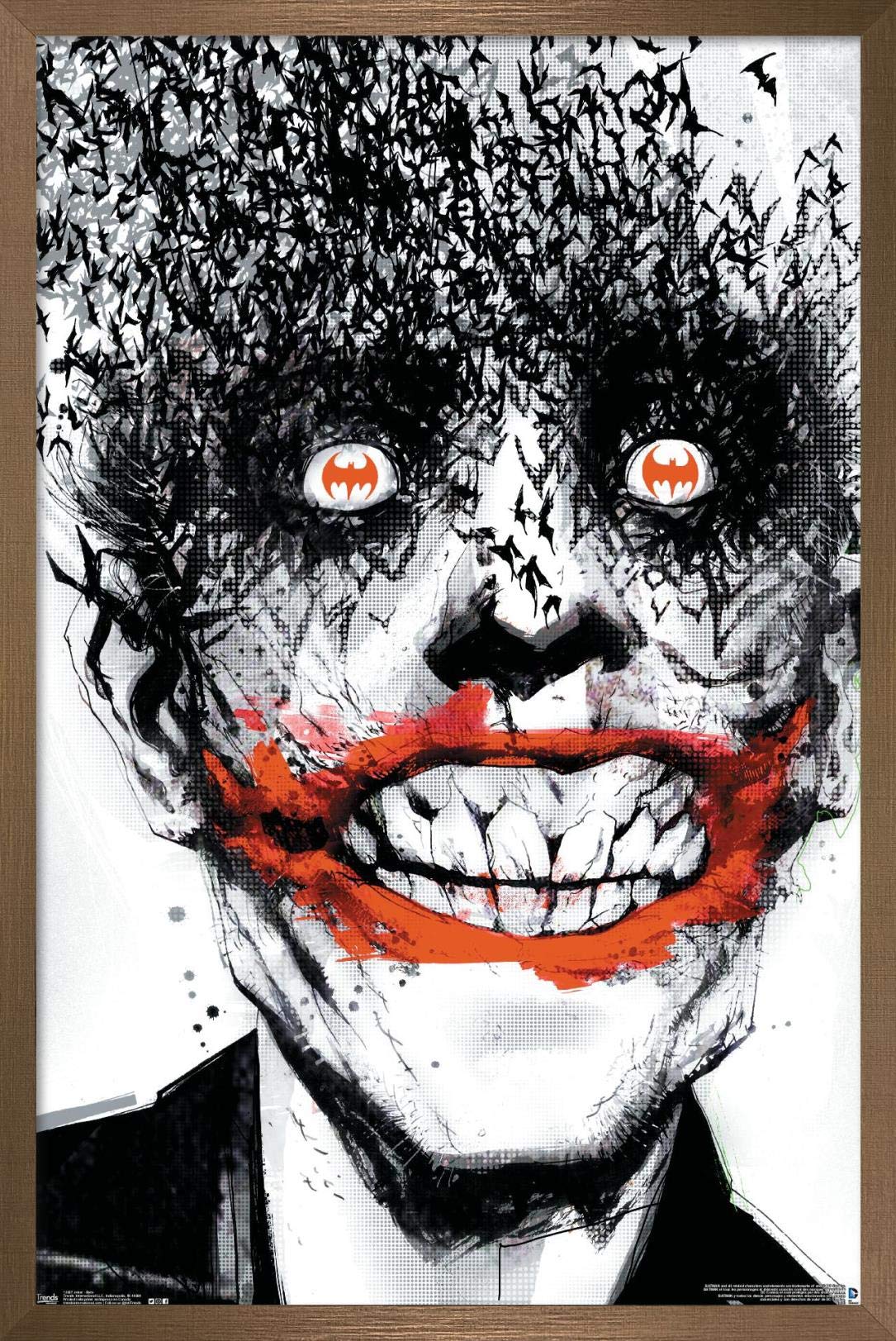 Trends International Dc Comics - The Joker - Bats Wall Poster, 22.375'' X 34'', Bronze Framed Version