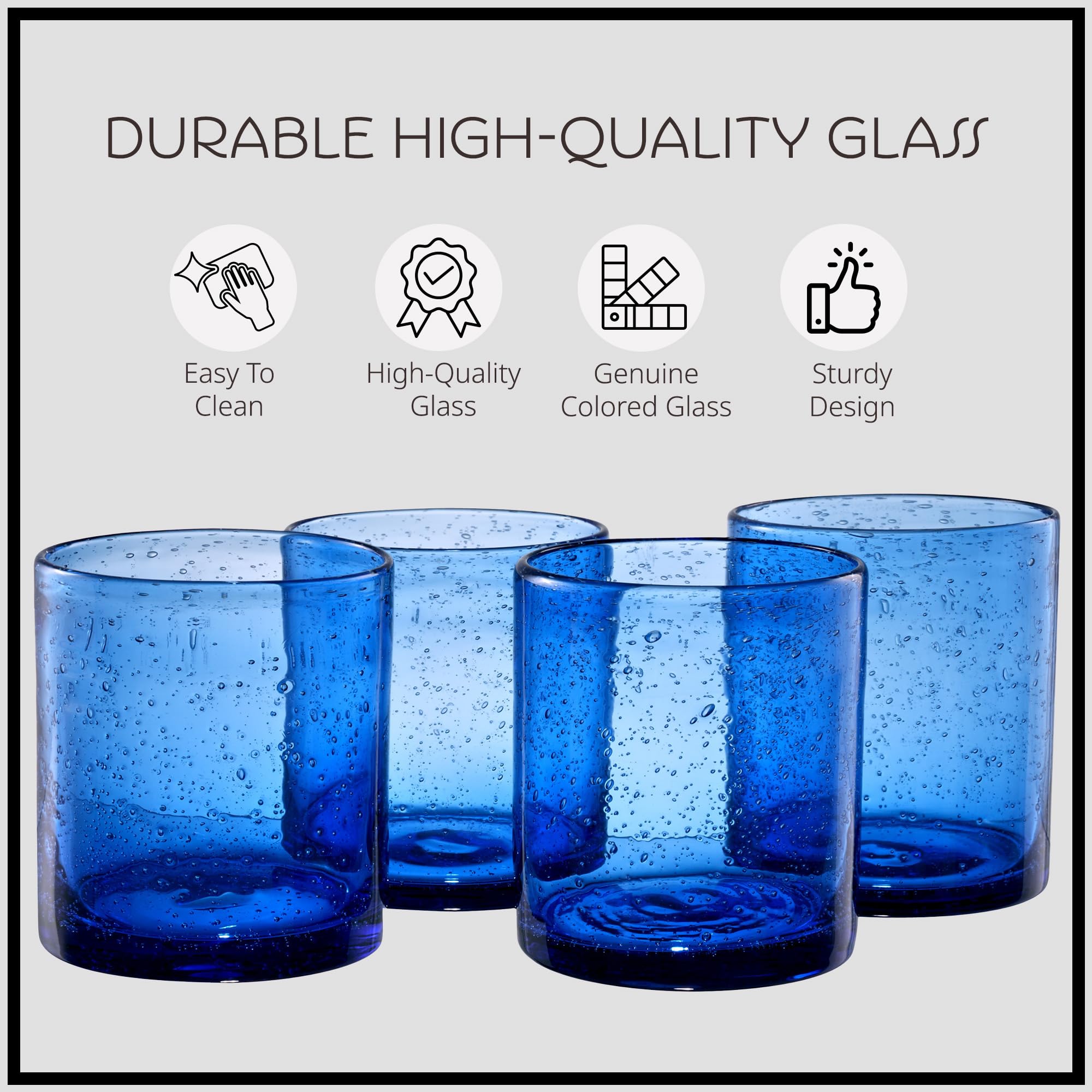 Artland Iris Double Old Fashioned Glasses  Cobalt Blue  Set of 4