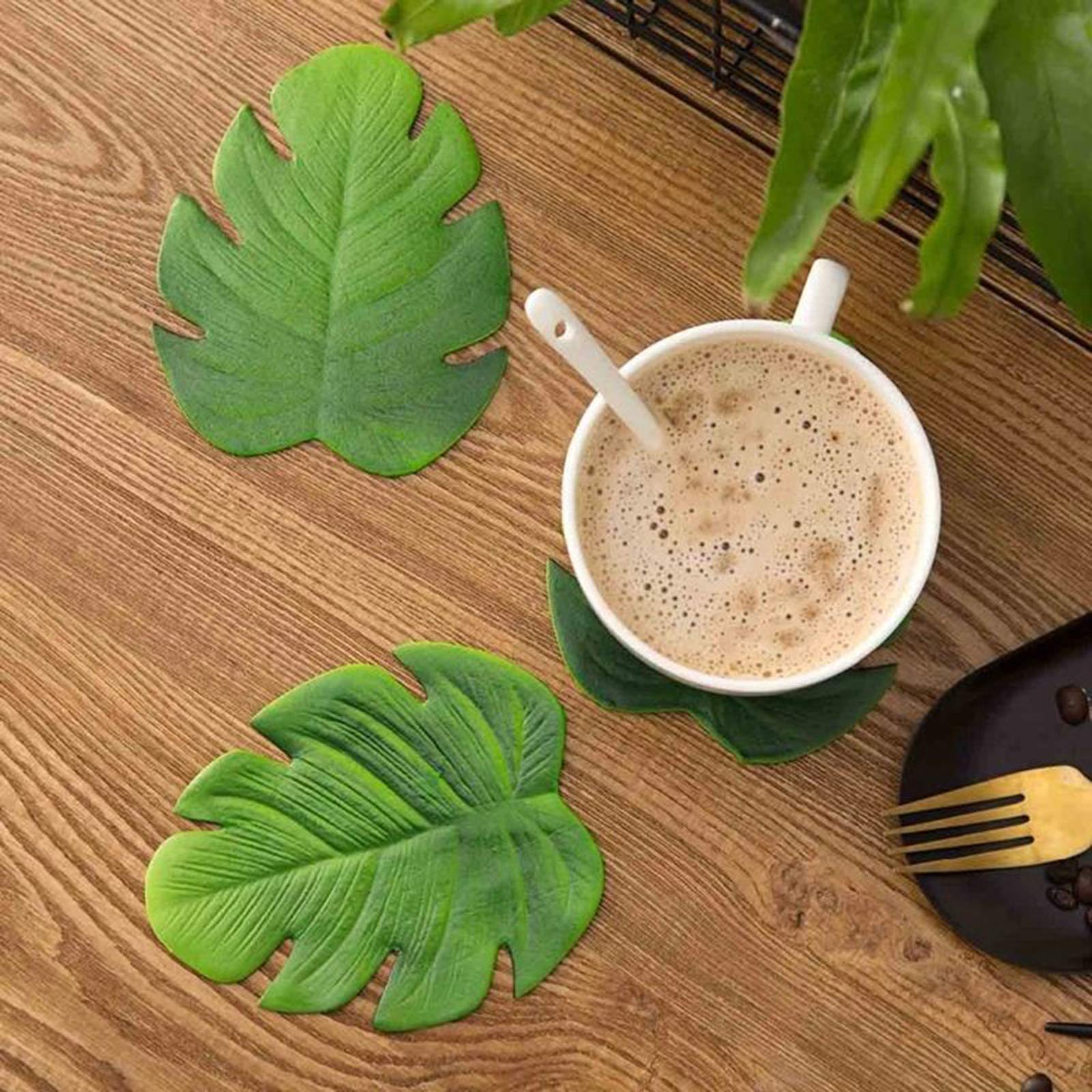 Monstera Leaves Coasters for Coffee Table Turtle Leaf Cup Coaster Set of 4  Coasters for Drinks Wooden Table Christmas Coasters for Drinks Coffee Mug Place Mats for Housewarming Home Decor