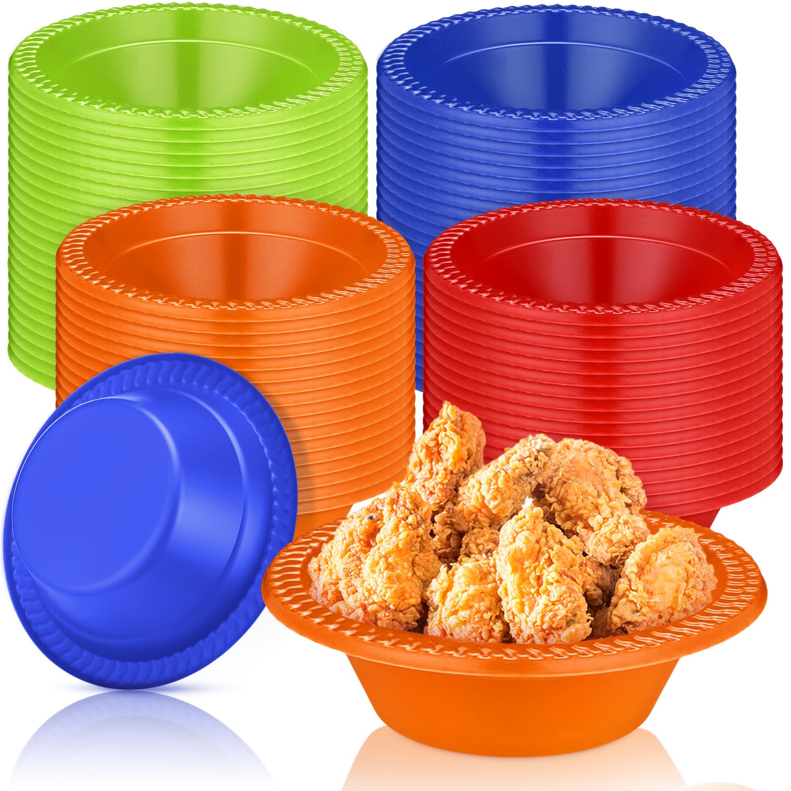 Lallisa 100 Pcs 12oz Colorful Disposable Plastic Bowls Dessert Cups Ice Cream Snack Salad Soup Food Serving Bowls for Autumn Tha