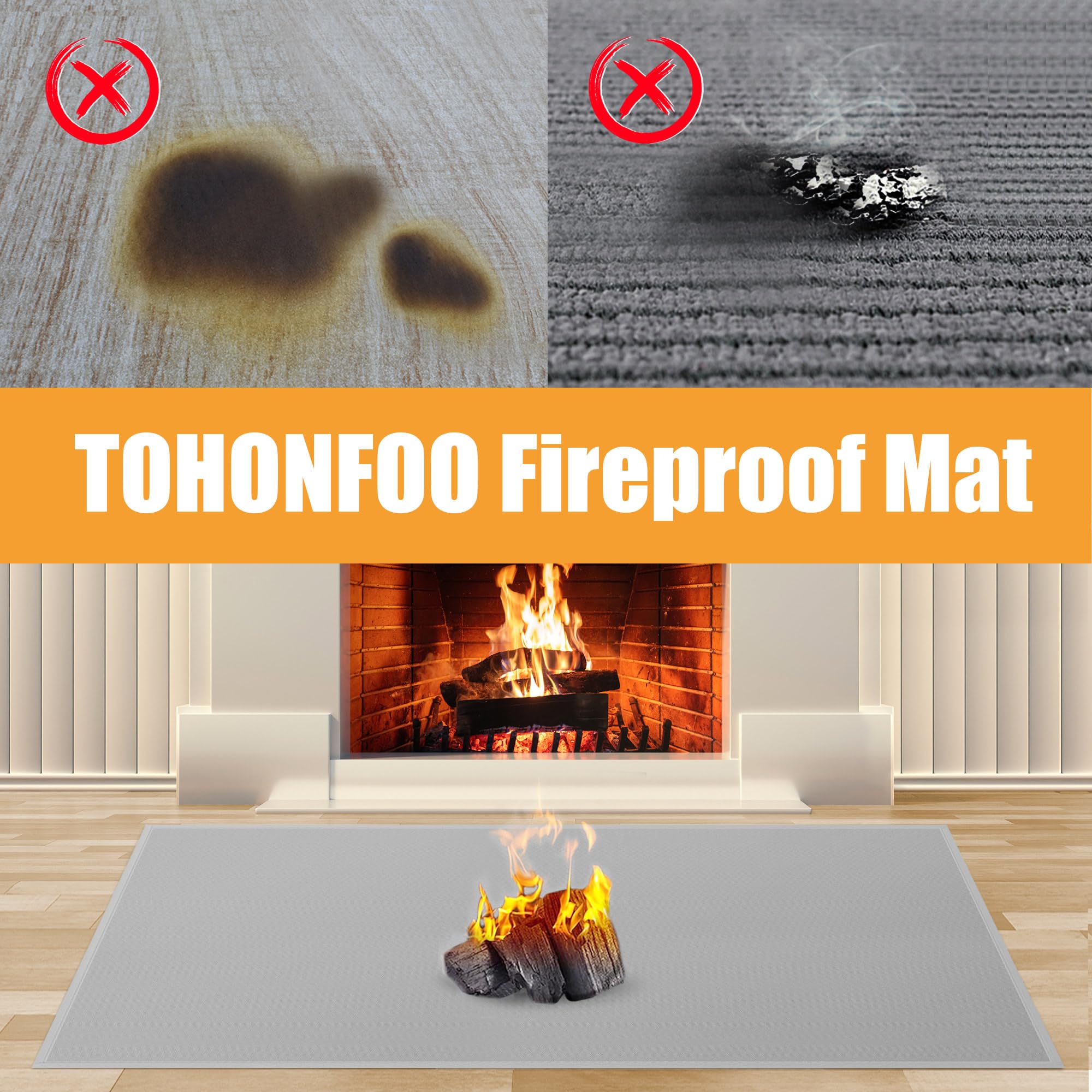 Hearth Rugs For Fireplaces Fire Resistant, 48 X 28 X 0.04 Inch Fireproof Fireplace Mat Hearth Rug, Hearth Pads For Wood Stove Fi