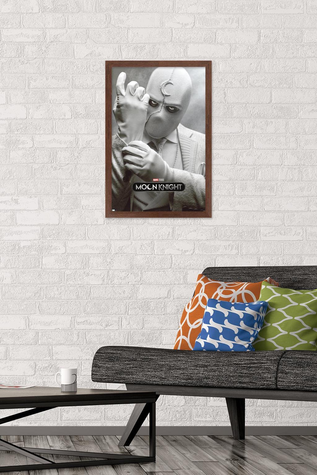 Trends International Marvel Moon Knight - Mr. Knight One Sheet Wall Poster, 14.725'' X 22.375'', Mahogany Framed Version