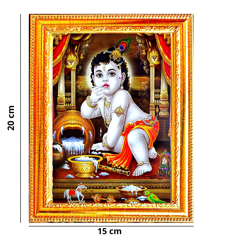 Suninow Bal Gopal Picture | God Goddess Religious Framed Painting For Wall And Pooja/Hindu Bhagwan Devi Devta Photo Frame/God Po