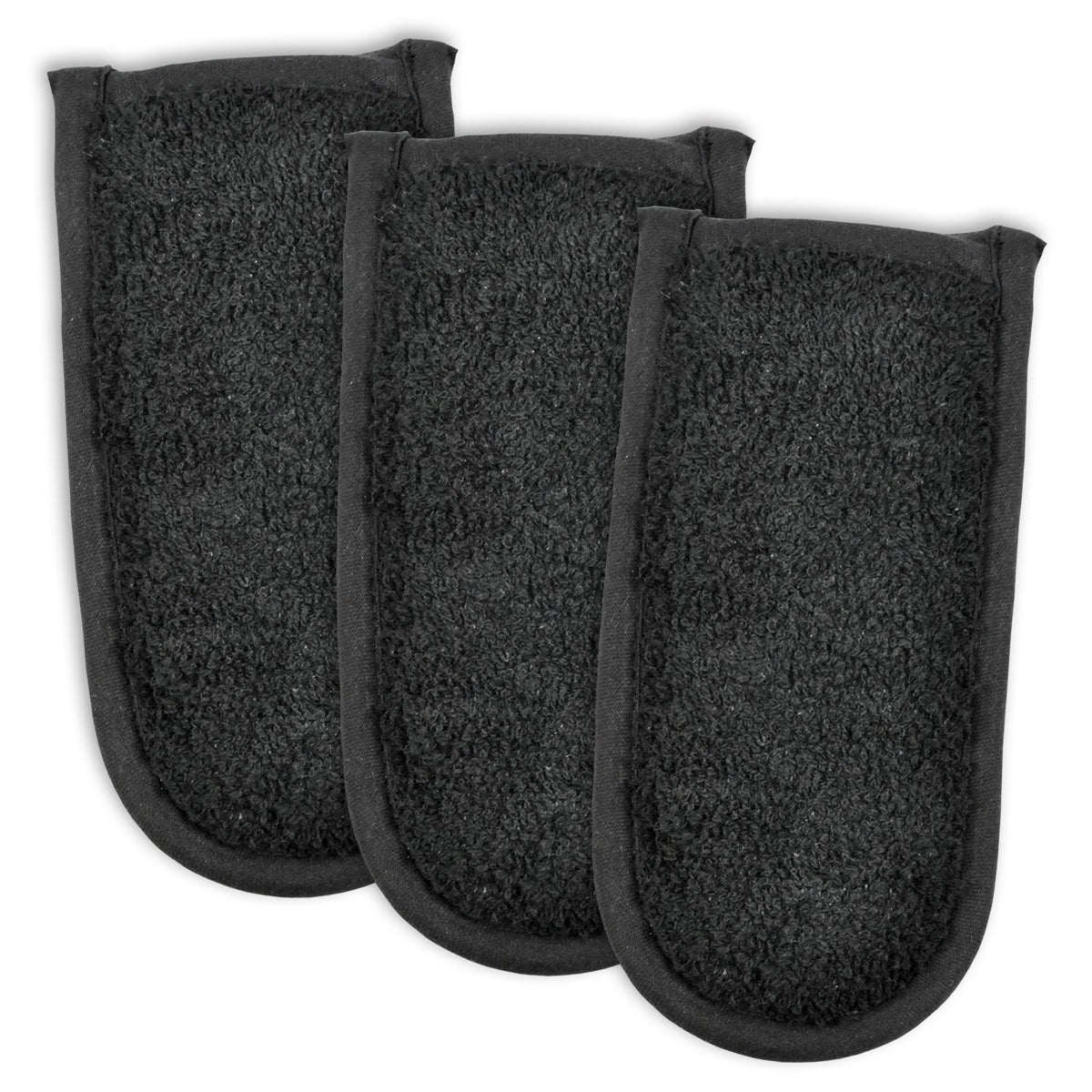 Dii Basic Terry Collection Quilted 100% Cotton, Pan Handle, Black, 3 Piece