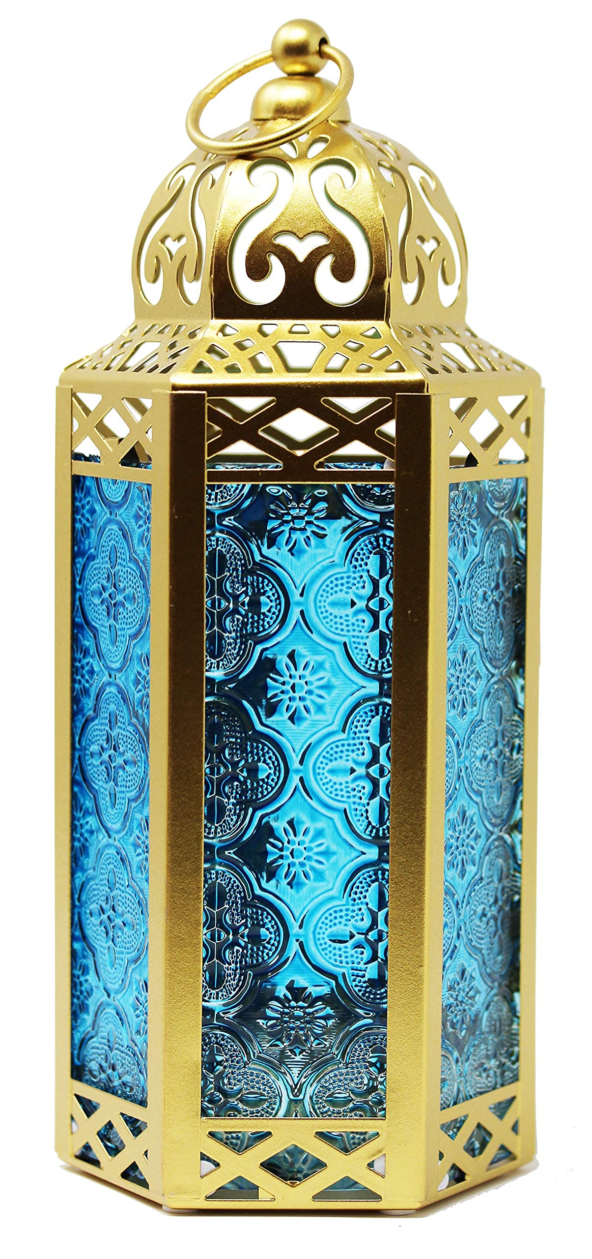 VELA LANTERNS Gold Moroccan Candle Lantern Decorative Candle Holder Lamp for Table or Hanging, Ramadan Decorations, Indoor Home 
