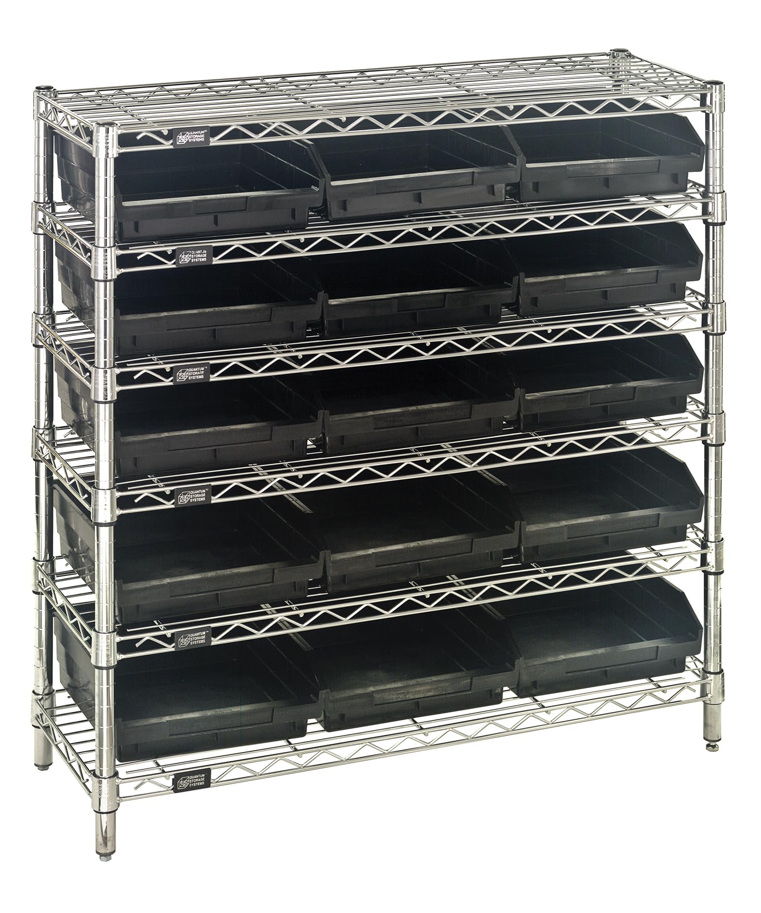 Bin Wire Shelving System, Conductive, 36W X 12D X 36H Overall Size, 800 Lb. Capacity Per Shelf, Includes: (6) Wire Shelves, (4)