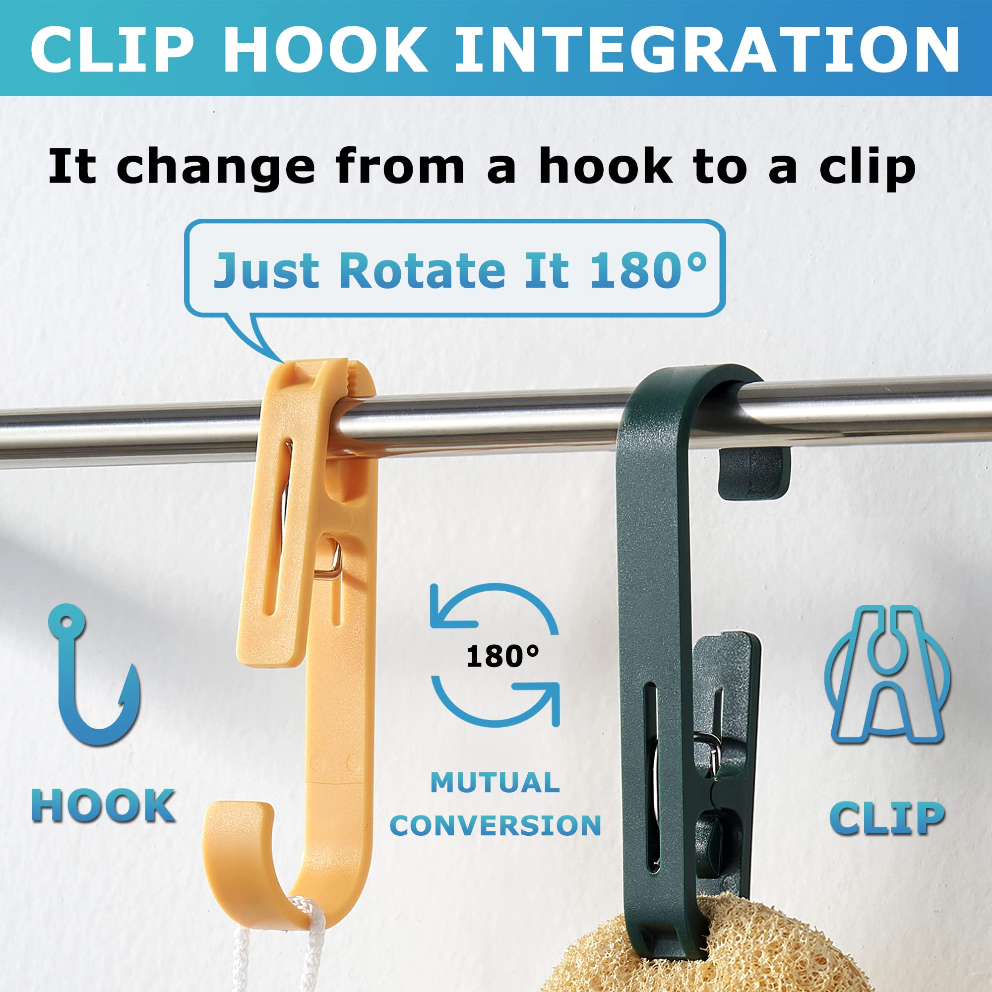 Xoyozo Laundry Hooks With Clips Hanger Closet Organizer Clamps Socks Boot Bras Towels For Bathroom Wardrobe Kitchen Office 4Pcs