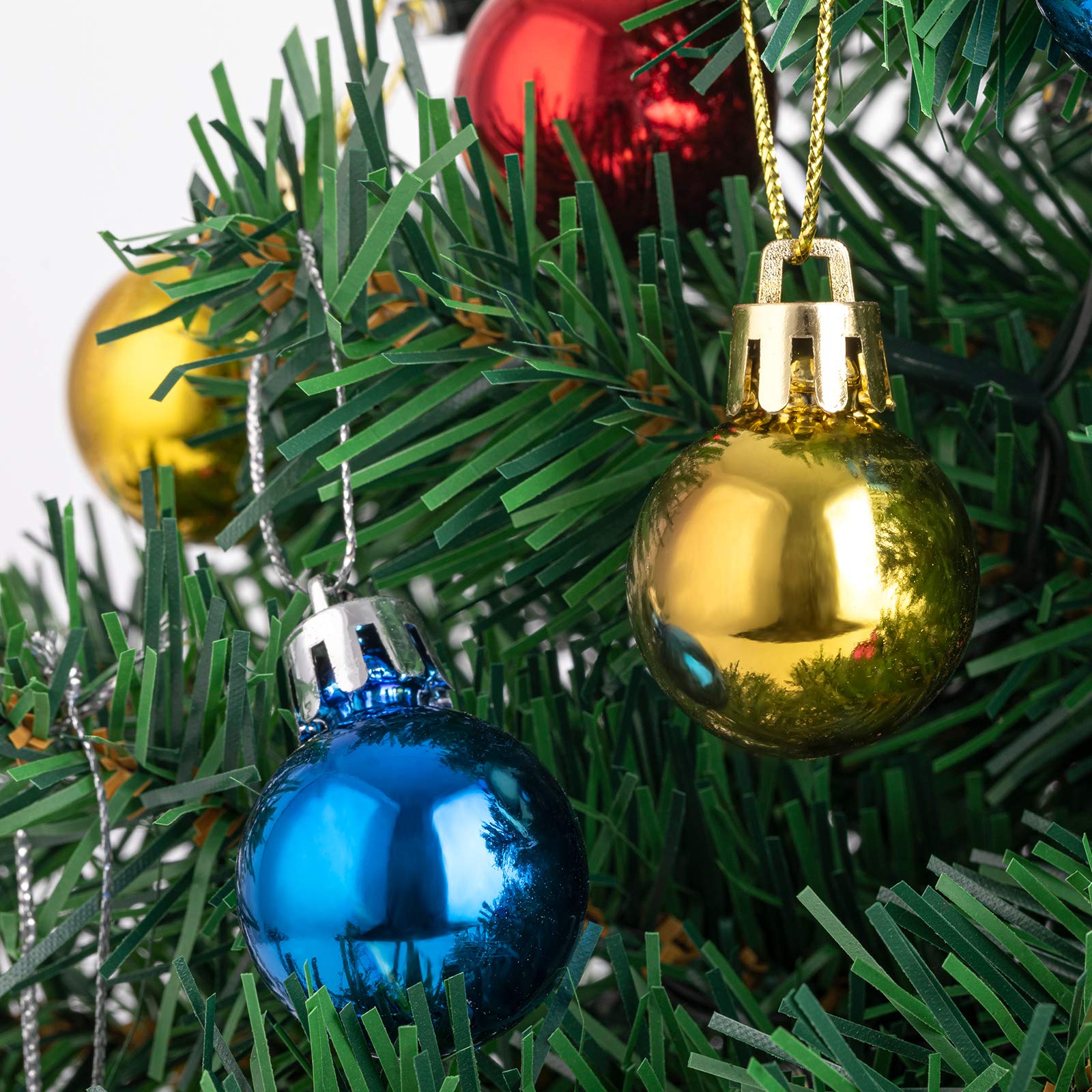 Sunnyglade 22Inch Tabletop Christmas Tree Mini Artificial Christmas Tree with 30 LED Lights & 24 Pcs Xmas Ball for Table Top Des