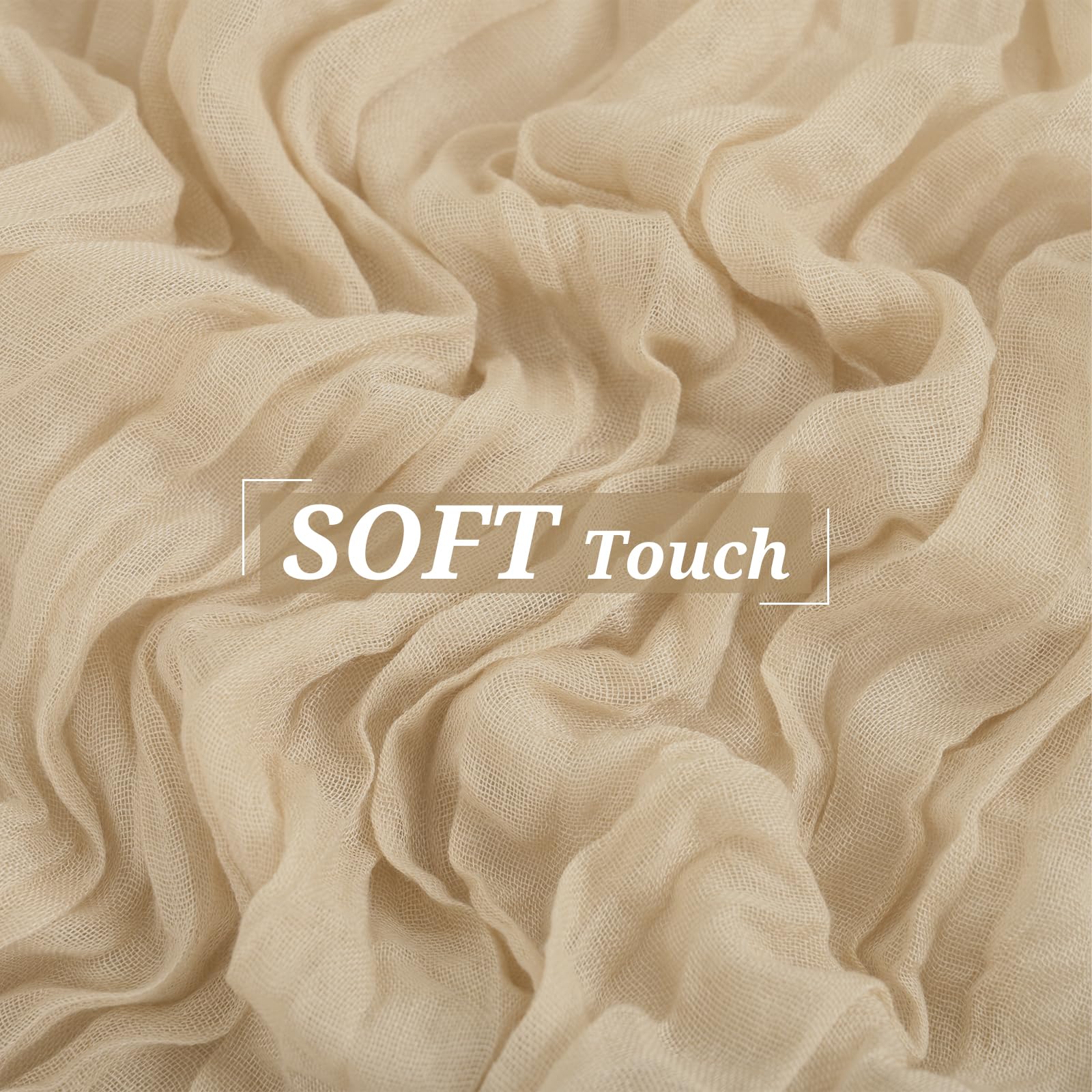 10 Pack Beige Cheesecloth Table Runner Gauze Table Runner 10Ft Long Semi-Sheer Table Runner Boho Or Rustic Wedding Table Decor F