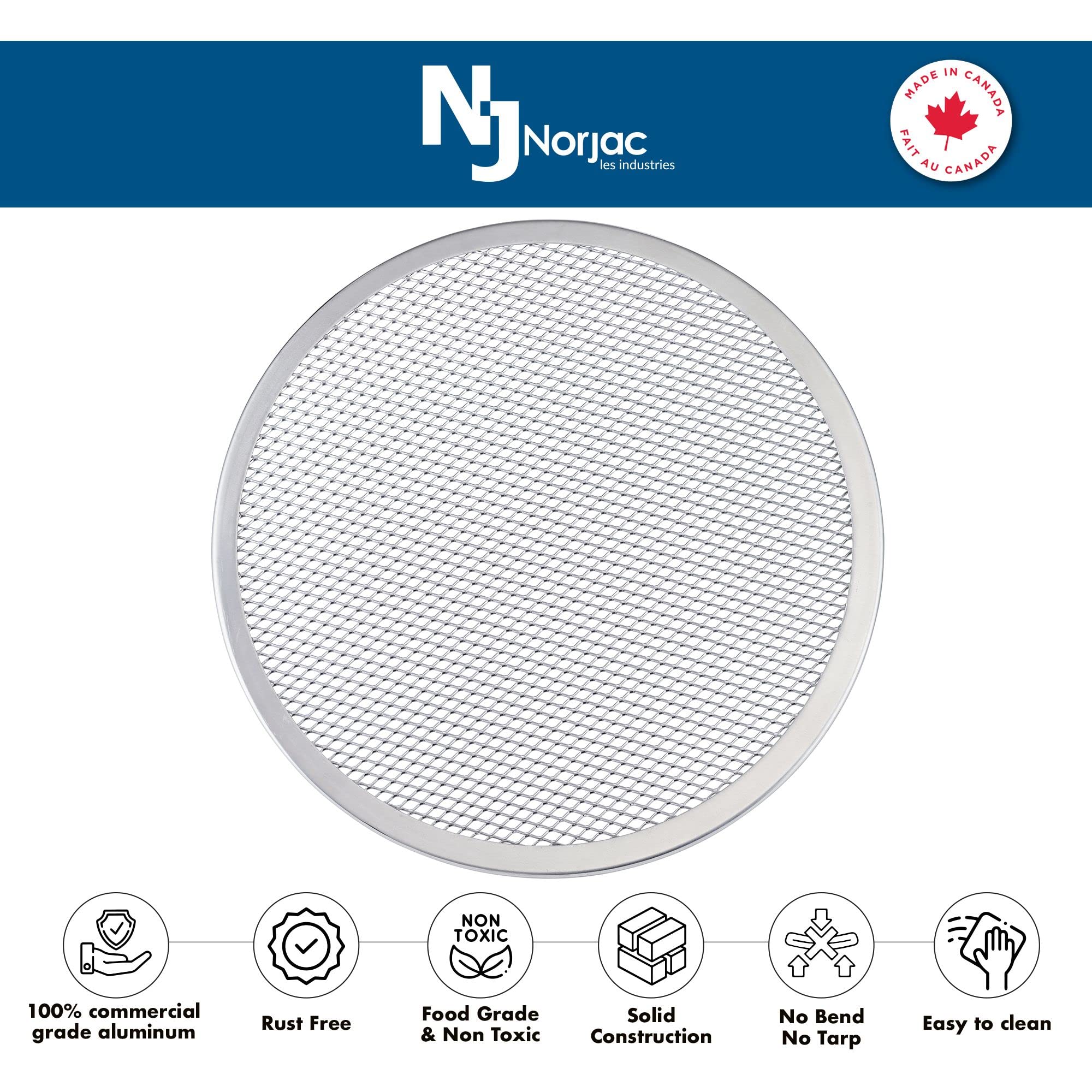 Norjac Pizza Baking Screen, 18 Inch, 2 Pack, Seamless, Restaurant-Grade Aluminum