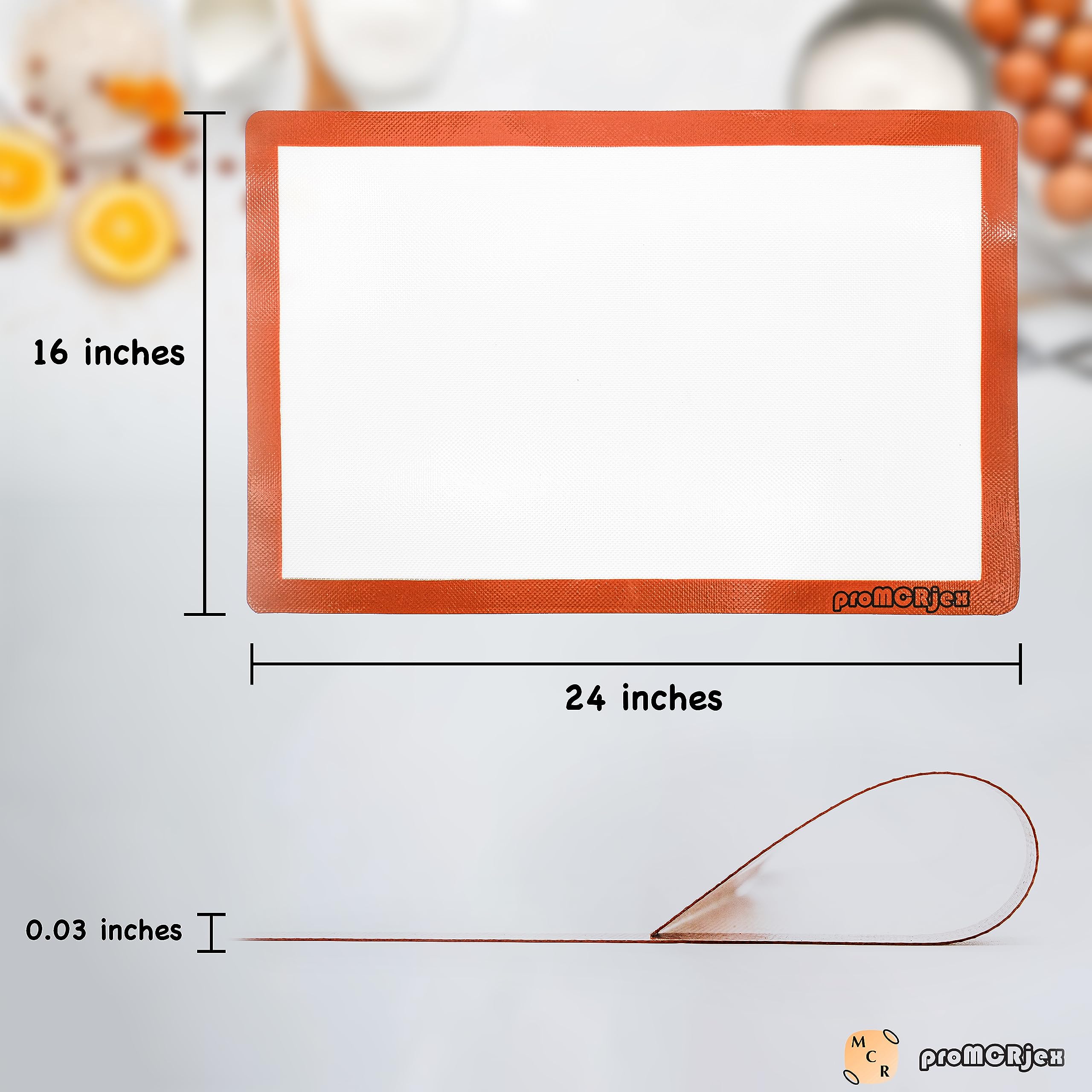 Promcrjex Silicone Baking Mats Full Sheet Non-Stick Cookie Sheet Large Silicon Baking Mat Set (16''X 24'' Pack Of 2)
