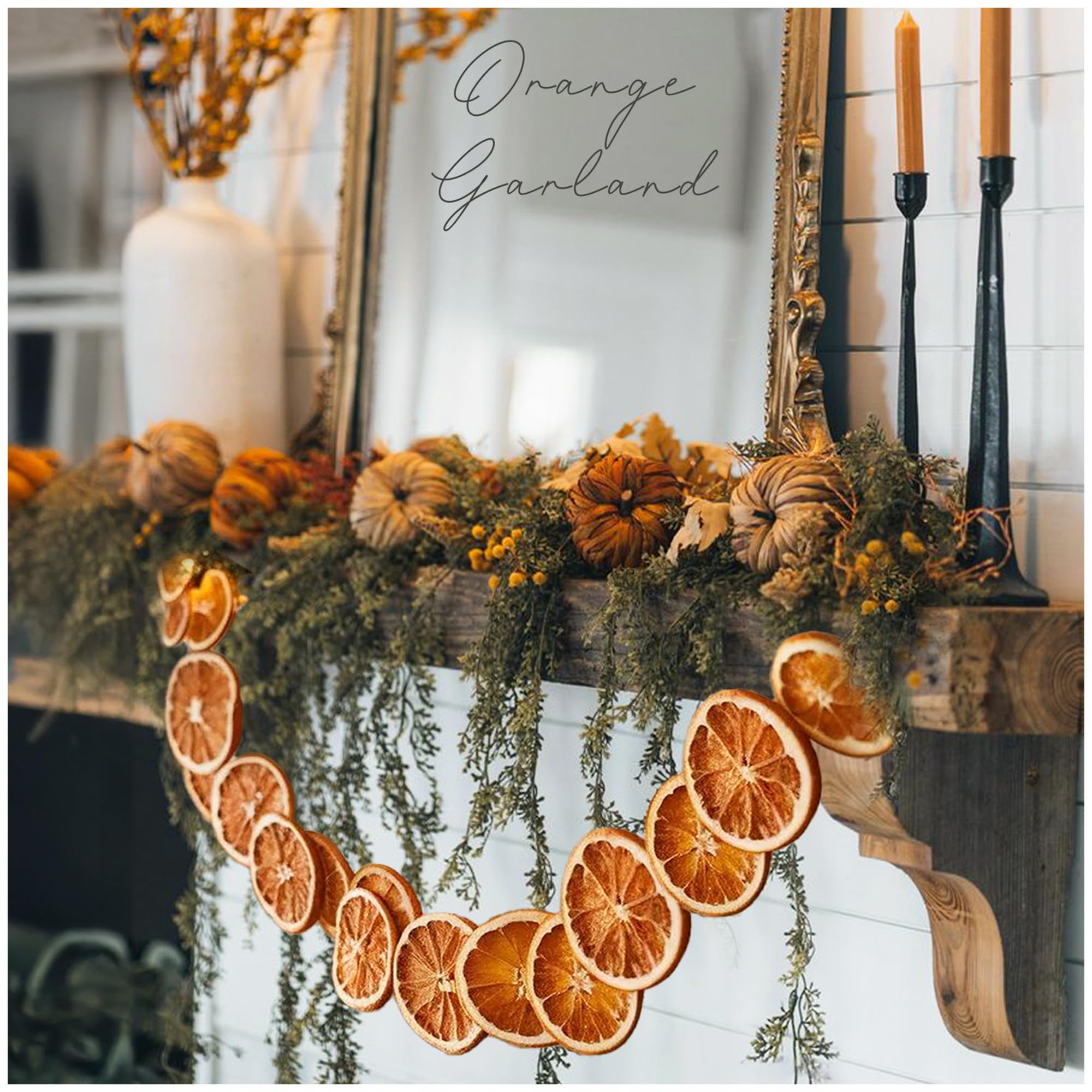 Christmas Decorations - Fall Decor - 10 Ft Dried Orange Slice Christmas Fall Garland - Farmhouse Xmas Thanksgiving Decor Indoor