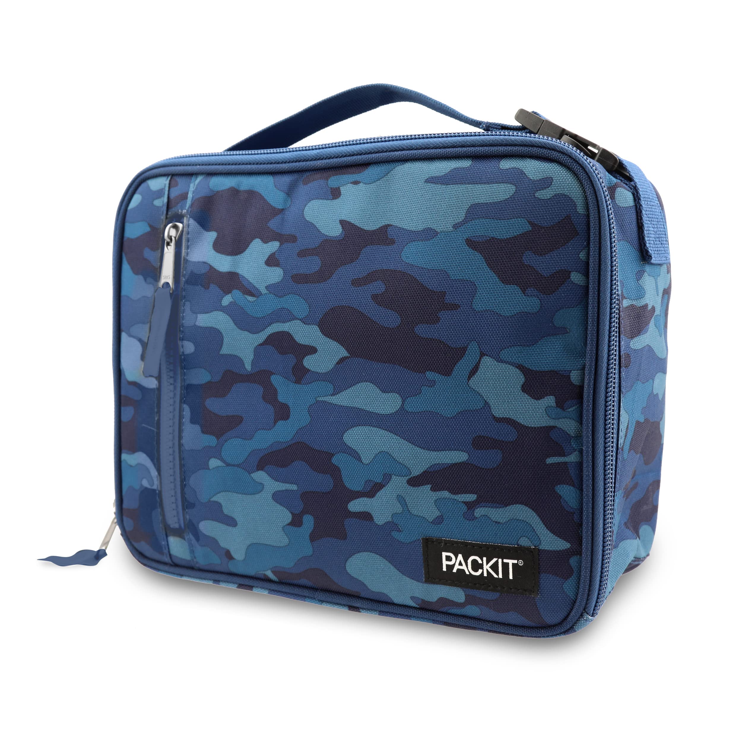 Packit Freezable Classic Lunch Box, Blue Camo, Built With Ecofreeze Technology, Collapsible, Reusable, Zip Closure With Zip Fron