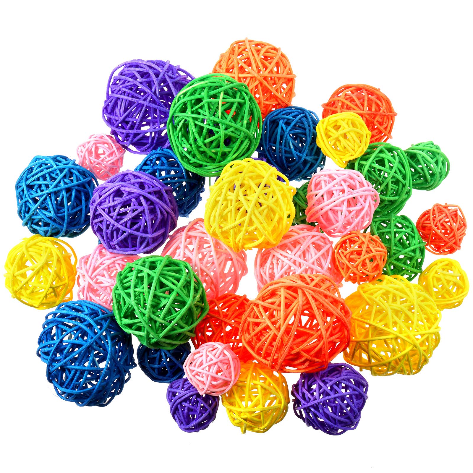 Patelai 36 Pcs Wicker Rattan Balls Decorative Balls for Vase Centerpiece Bowls Orbs Filler for Home Decor,4 Sizes(Multicolored)