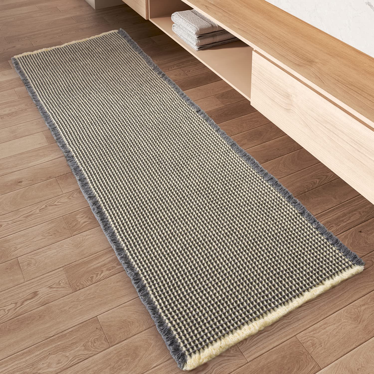 Amoami Upgraded Waffle Runner Rug, Super Absorbent Non Slip Bath Mats For Bathroom Floor, Machine Washable Bathroom Runner Rug W