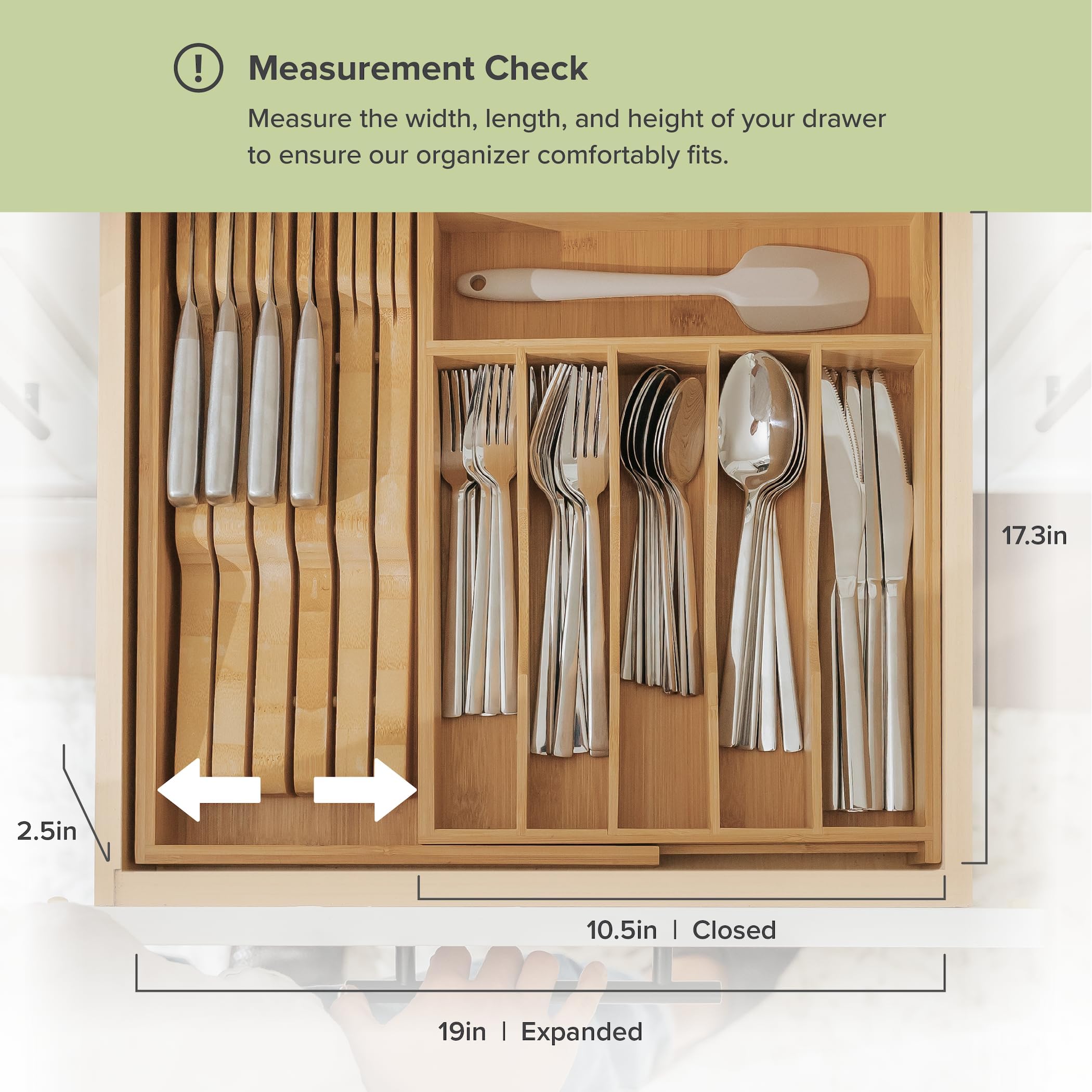 Kitchenedge Premium Silverware, Flatware And Utensil Organizer For Kitchen Drawers, Food-Safe Contract Grade, Expandable From 10