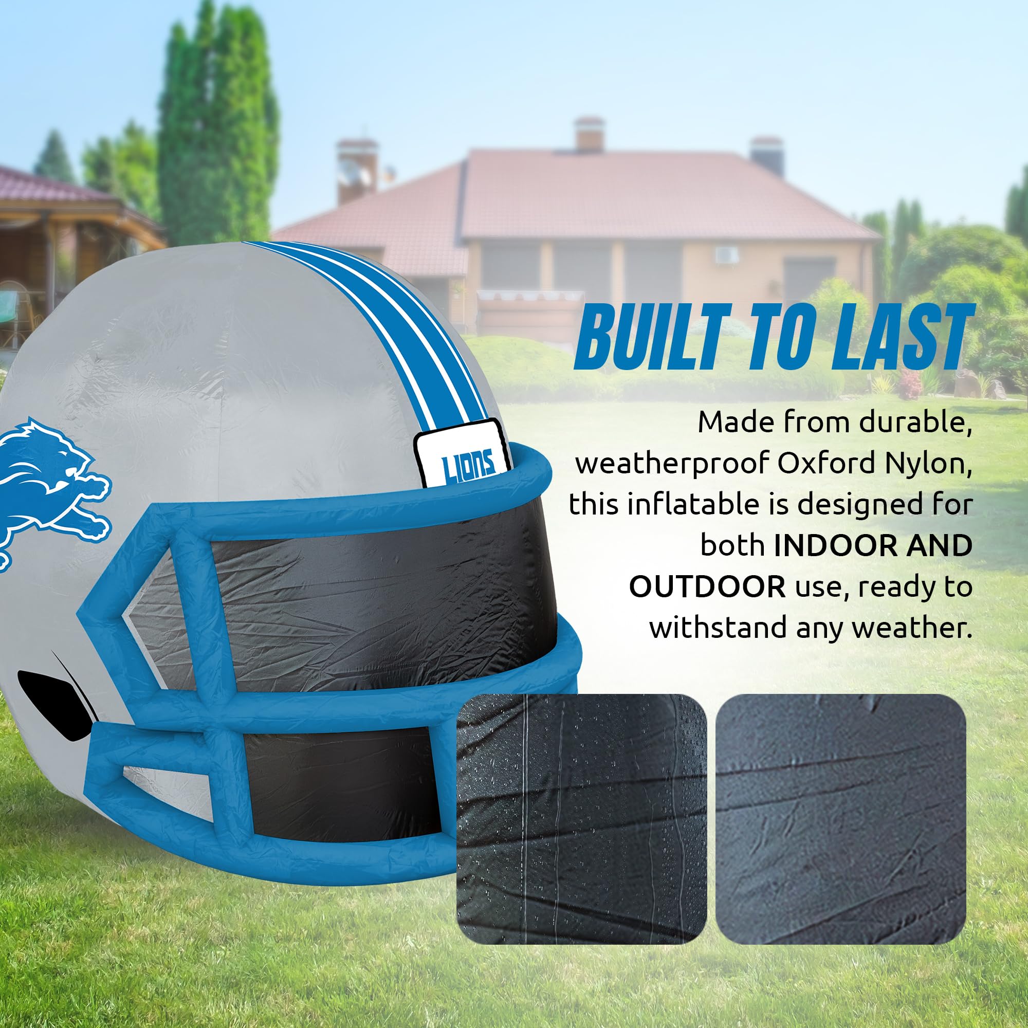 Sporticulture NFL Detroit Lions 4ft Inflatable Helmet with LED Lights & Built-in Blower - Merchandise Decor Ideal for Lawn, Fron