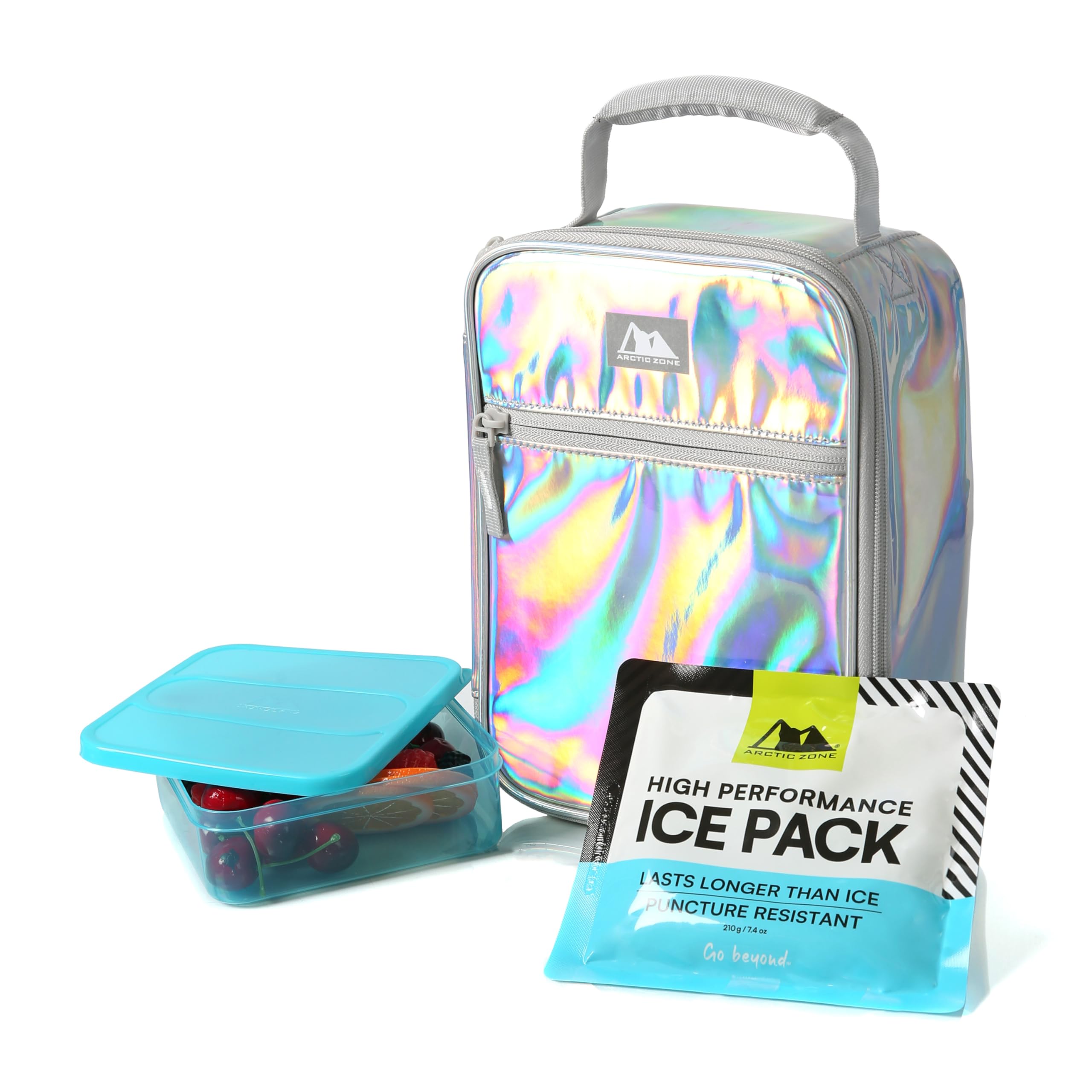 Arctic Zone Chrome Lunch Box Combo With 210G Ice Pack And Sandwich Container, Cotton Candy