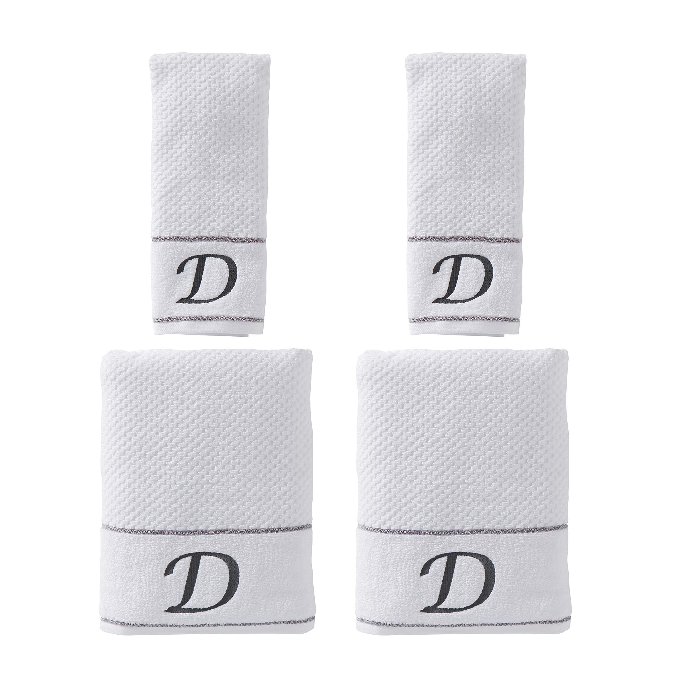 SKL Home by Saturday Knight Ltd. Monogram ''D'' Bath and Hand Towel Set  White  4-pack