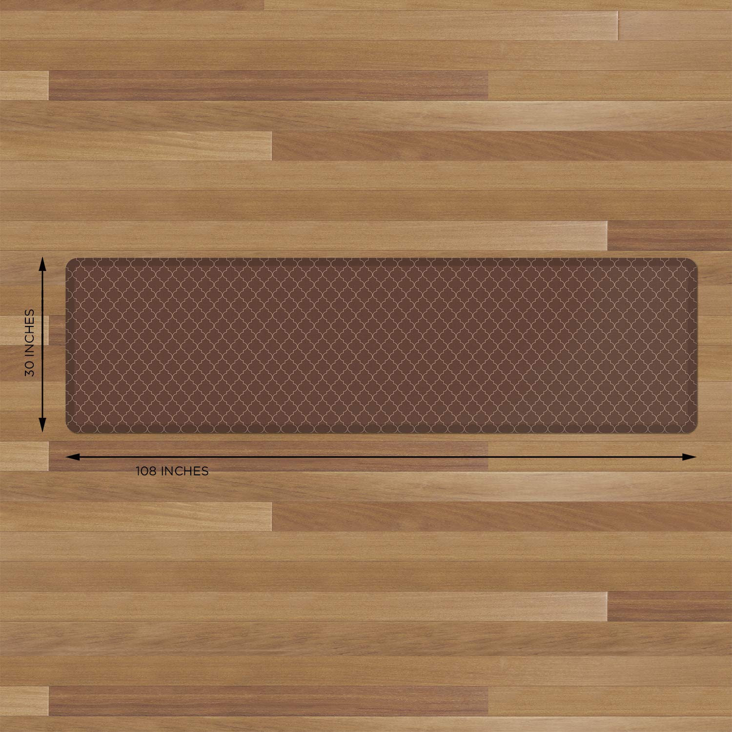 Newlife By Gelpro Anti-Fatigue Designer Comfort Kitchen Floor Mat, 30X108 , Trellis Walnut Stain Resistant Surface With 3/4