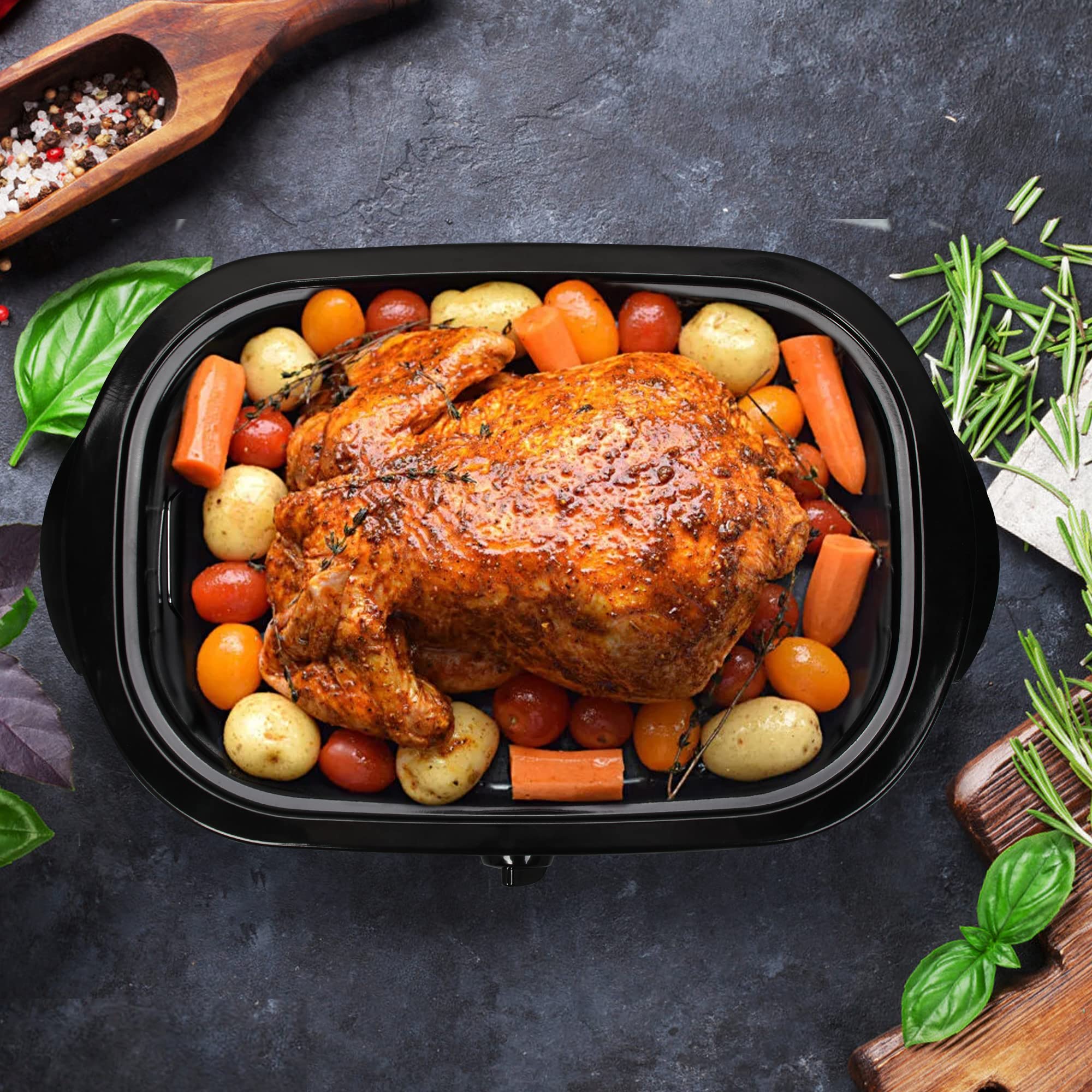 Sunvivi 20 Quart Electric Roaster Oven Turkey Roaster With Lid Electric Roasters With Removable Pan Large Roaster, Self-Basting