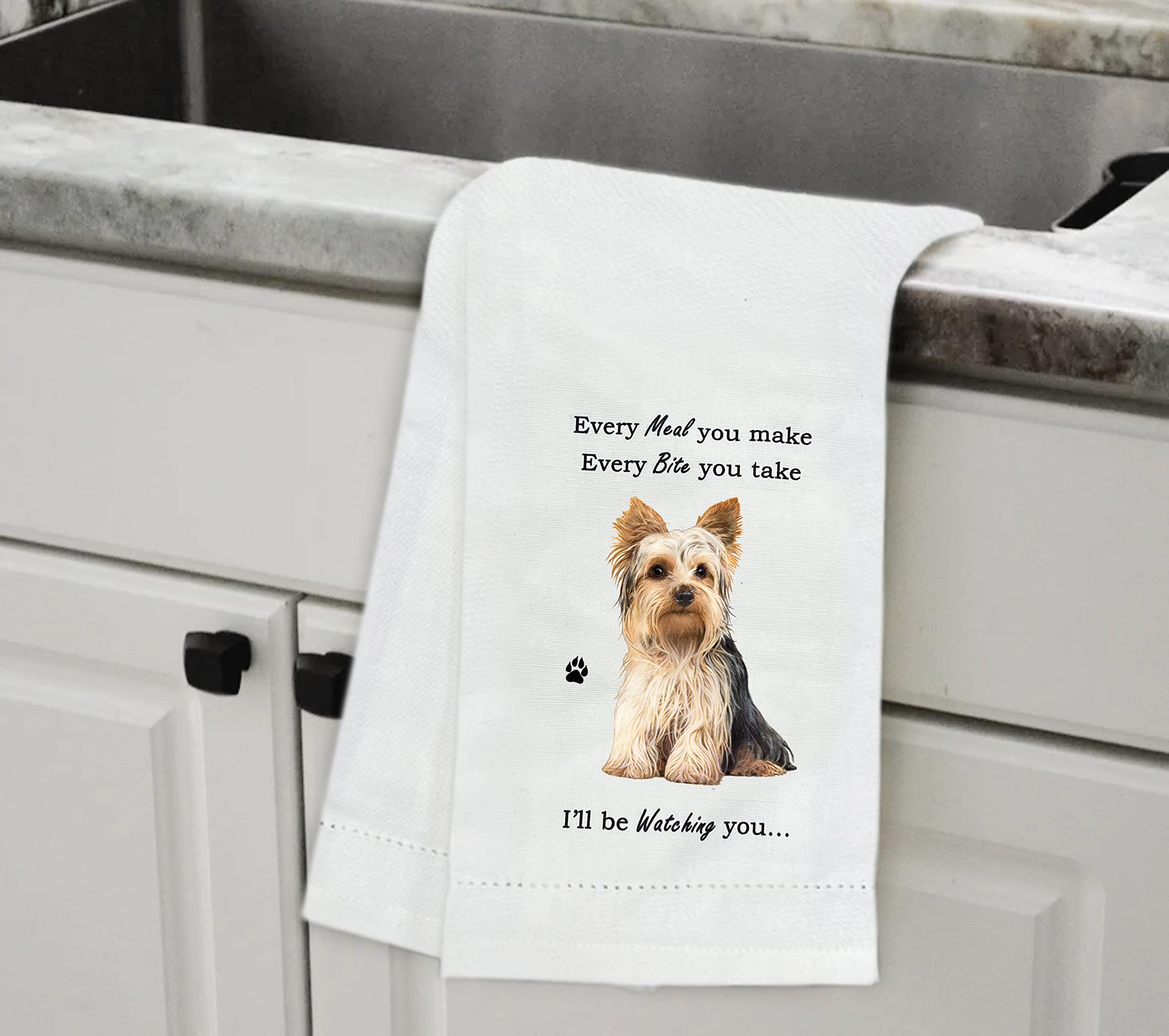 E&S Imports Yorkie Kitchen Towel - Soft Highly Absorbent - Yorkie Gifts - Dish Towels For Washing Dishes - Tea Towels - Reusable