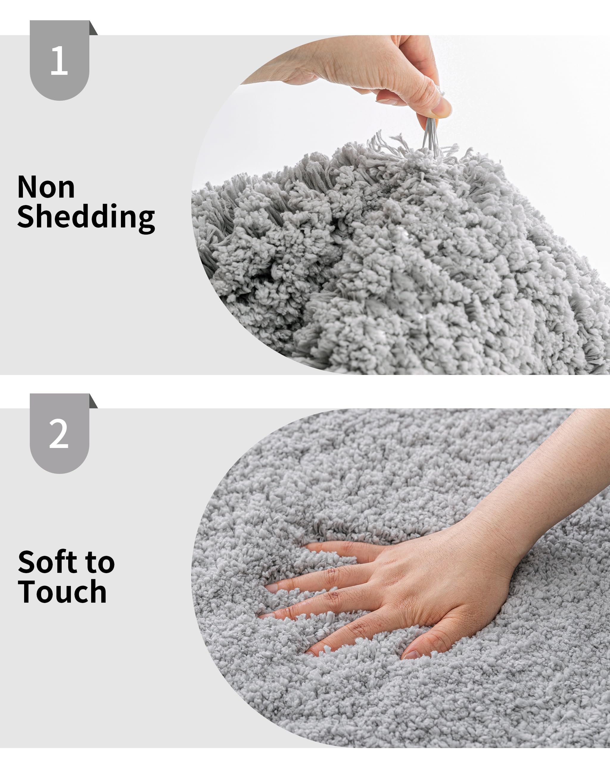 Disolla Gray Bathroom Rug 24X36 Non Slip Fluffy Bath Mat For Bathroom Floor Washable Plush Luxury Bath Rug For Tub Soft Shaggy B
