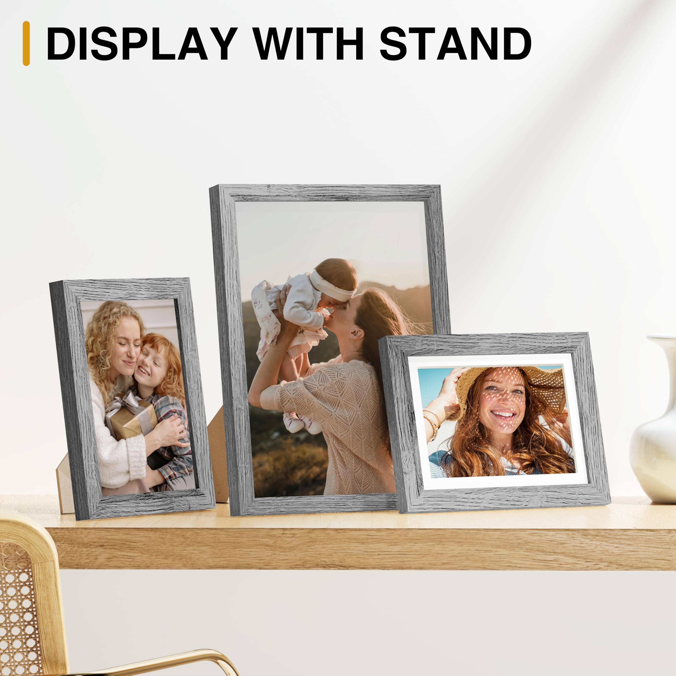 Vittanly 15 Pack Picture Frames Collage Wall Decor for Mounting or Tabletop Display, Gallery Frame Set for Family, Multi Sizes I