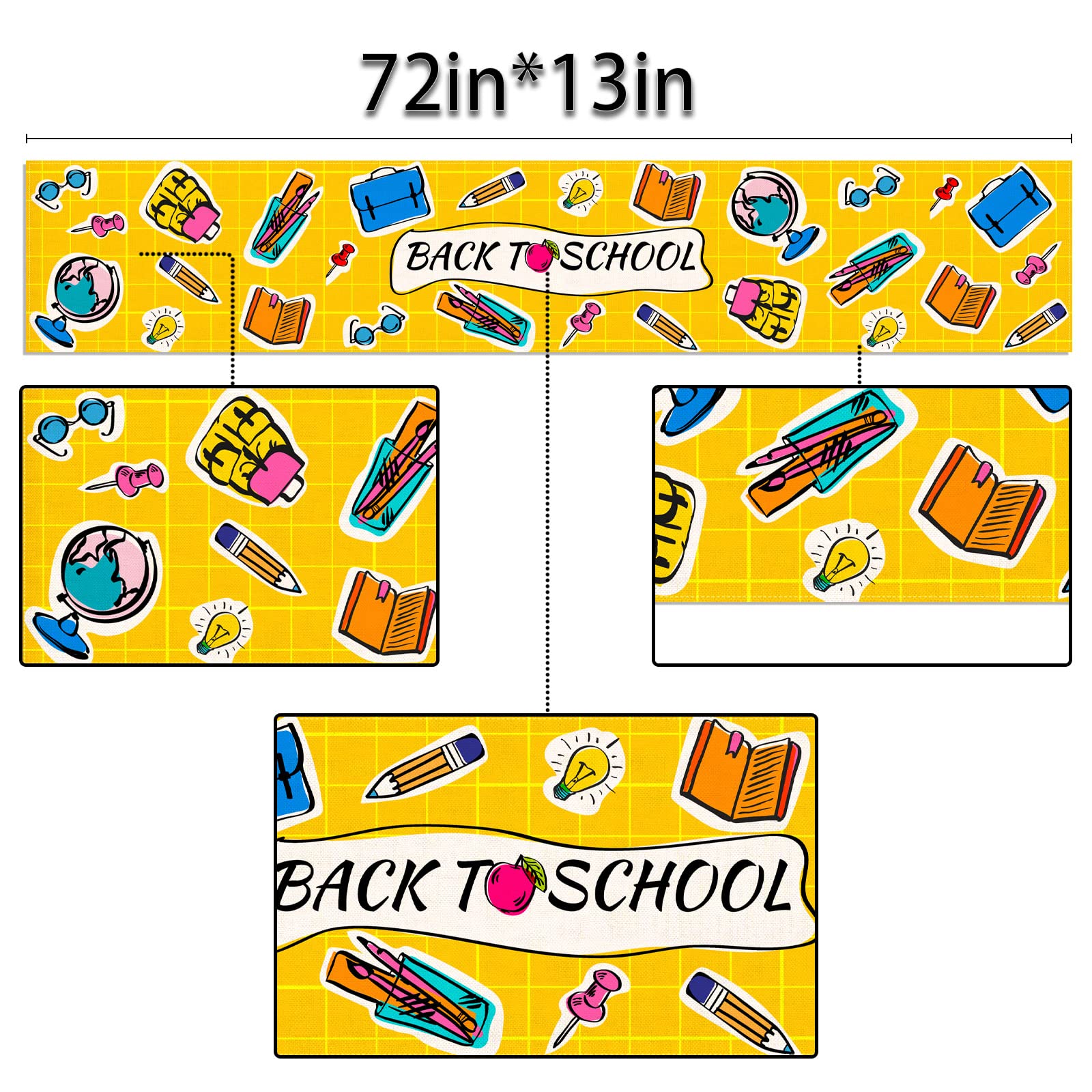 Sunwer Welcome Back To School Table Runner First Day Of School Party Indoor Outdoor Table Cover Decoration Home Kitchen Dining R