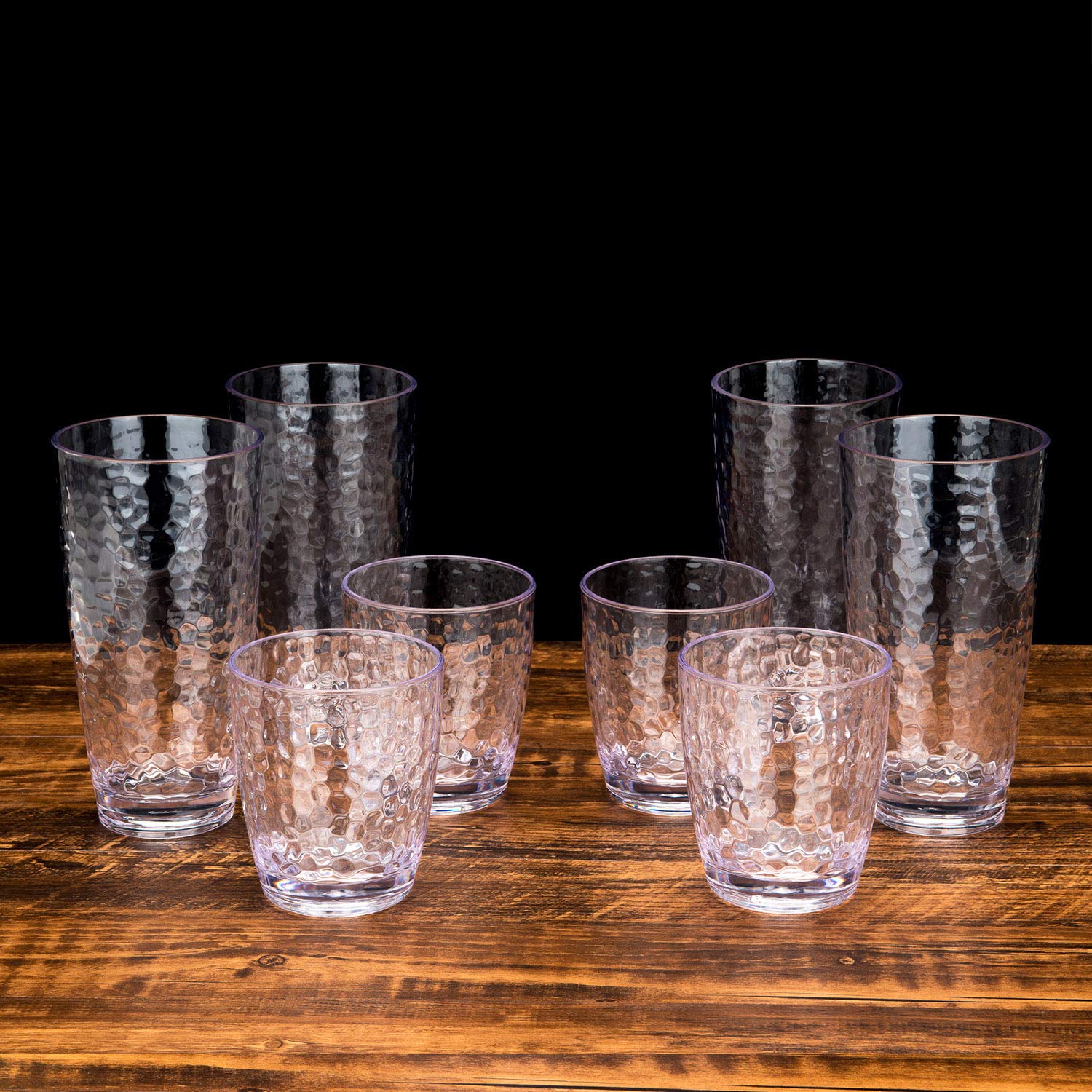 Koxin-Karlu Hammered 26-Ounce Plastic Tumbler Acrylic Glasses, Set Of 6 Clear