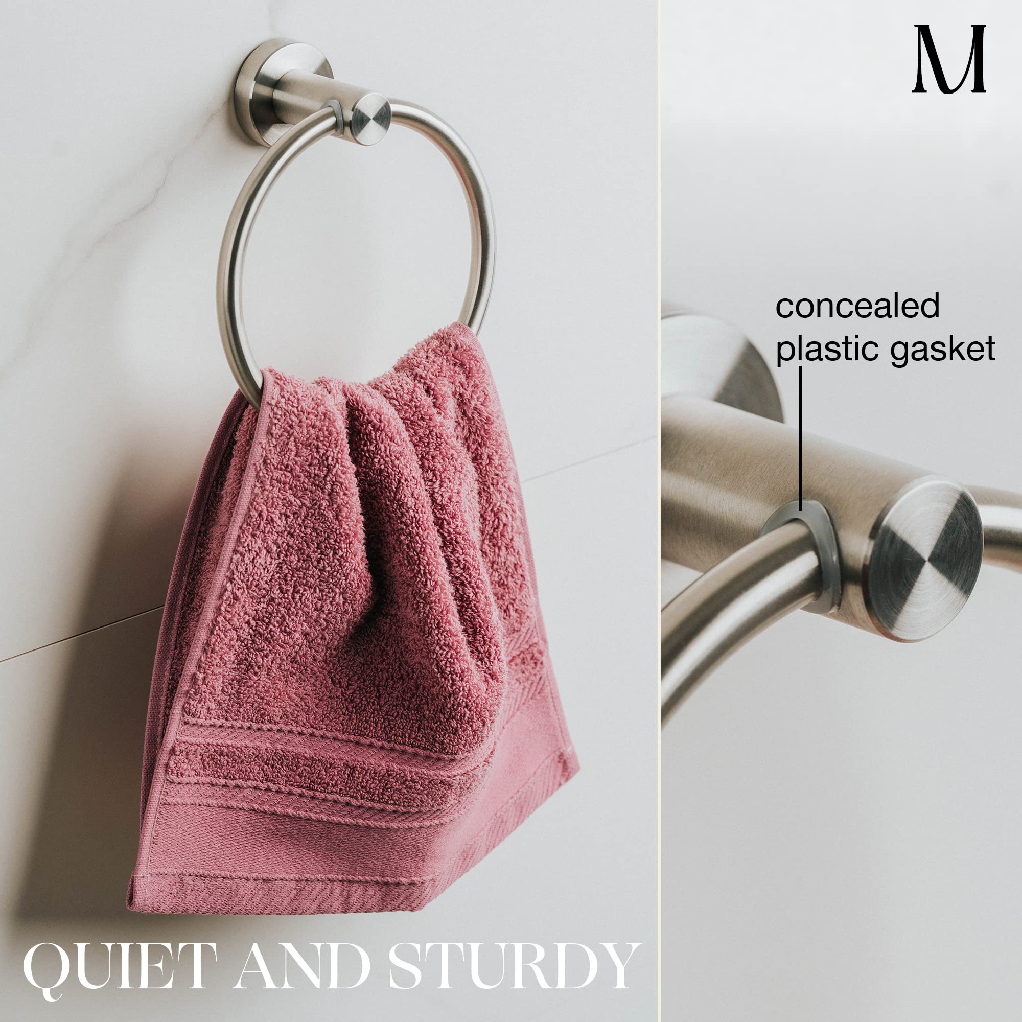 Marmolux Acc Brushed Towel Ring for Bathroom - Hand Towel Holder for Bathroom Wall - SUS304 Stainless Steel Bathroom Towel Rack Hardware Set.
