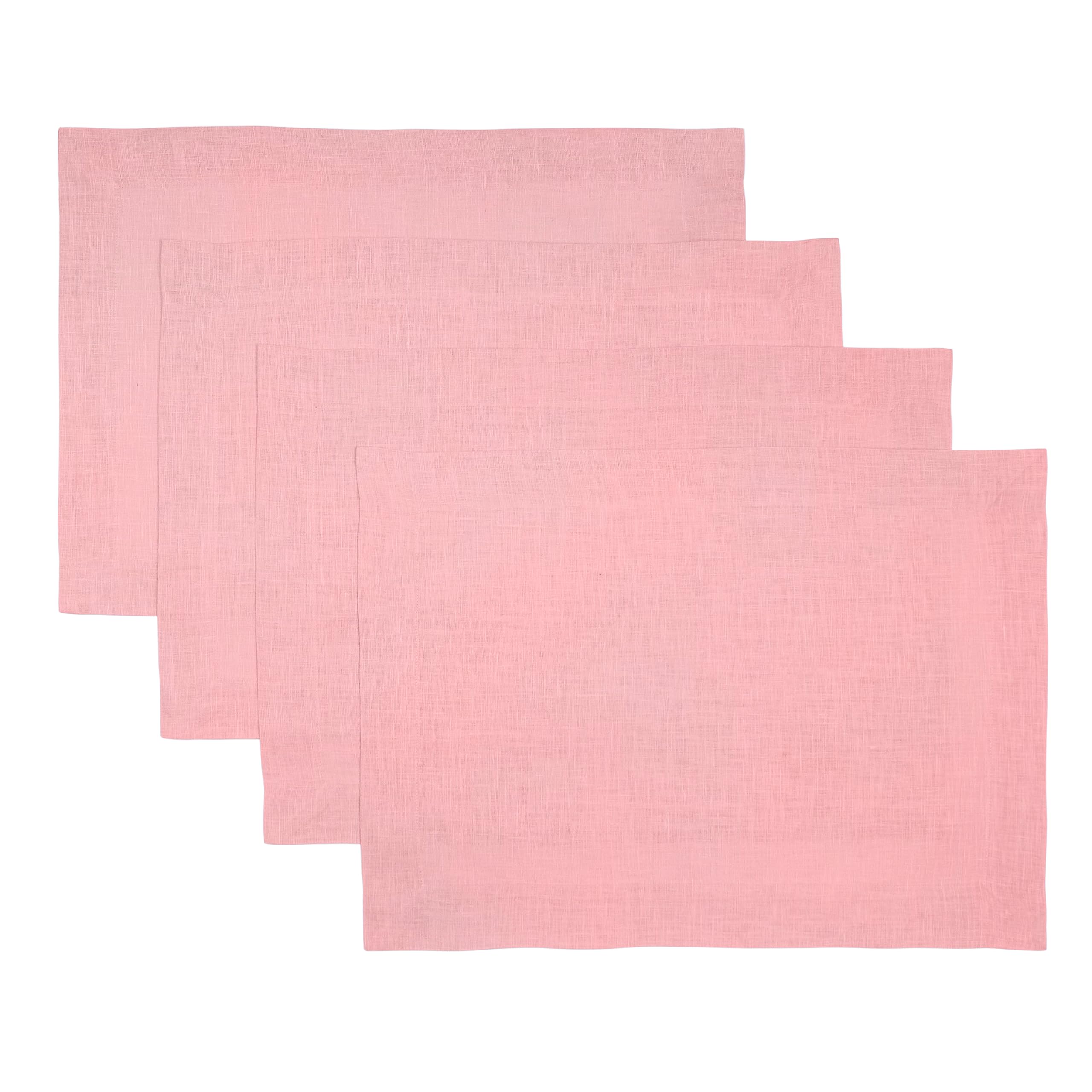 D'Moksha Homes Linen Placemats Set Of 4-100% Pure Linen Dusty Pink Placemats 14 X 19 Inch - Washable Dusty Pink Placemats For Ea