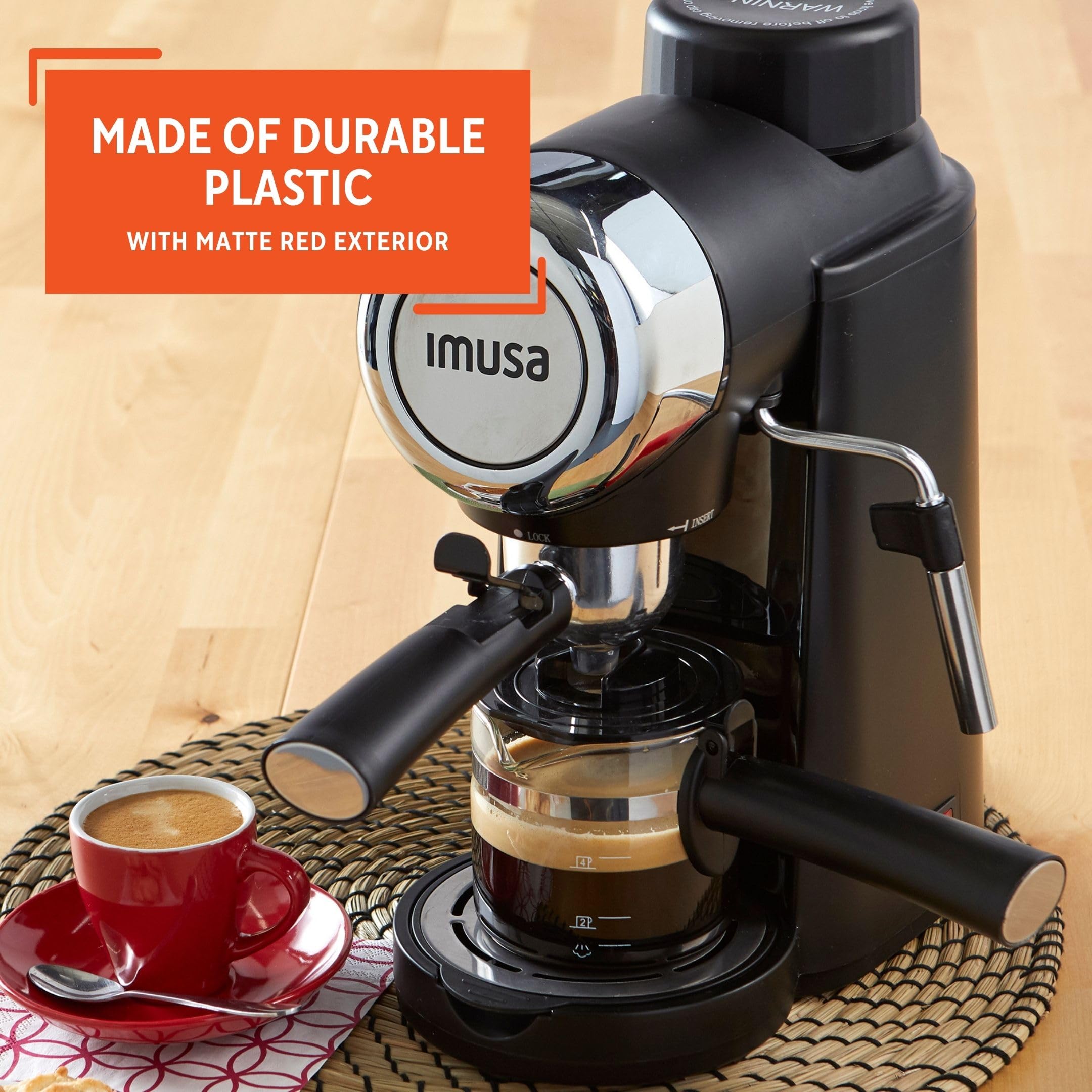 Imusa 4 Cup Epic Electric Espresso/Cappuccino Maker (Cafe Cubano, Cortadito, Colada, Cafe Con Leche), Black