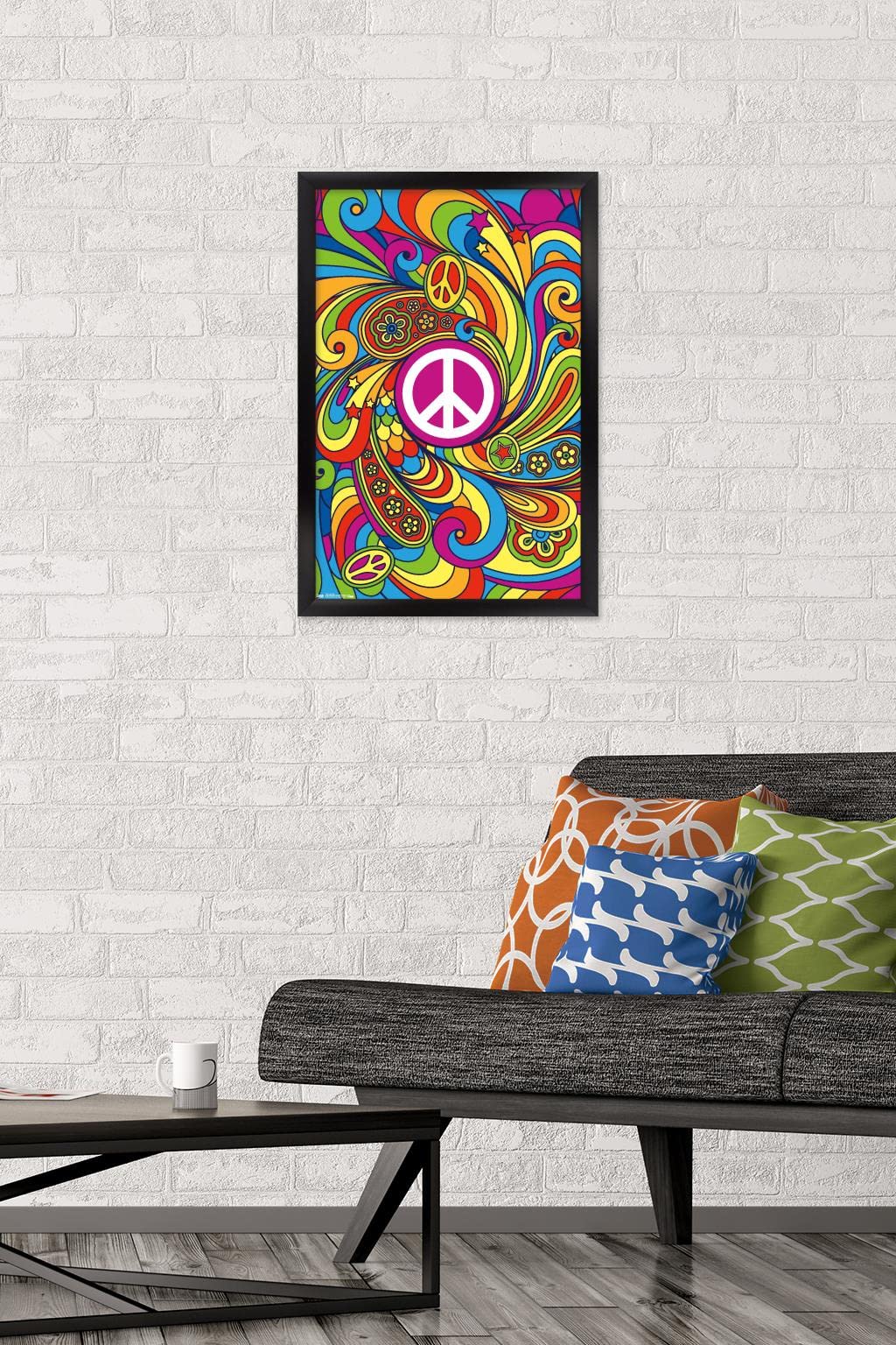 Trends International Peace Sign Wall Poster, 14.725'' X 22.375'', Black Framed Version