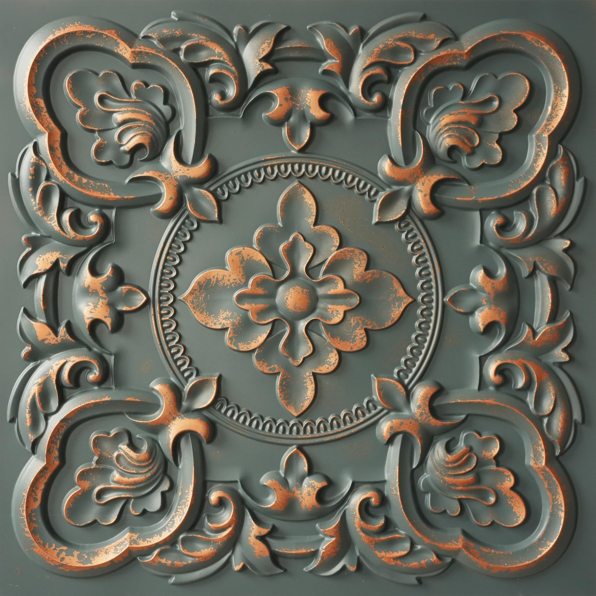 From Plain To Beautiful In Hours DCT30 Gaby PVC 2  x 2  Glue-up or Lay-in Ceiling Tile (Covers / 300 sq.ft), Graphite Gold, 75 P