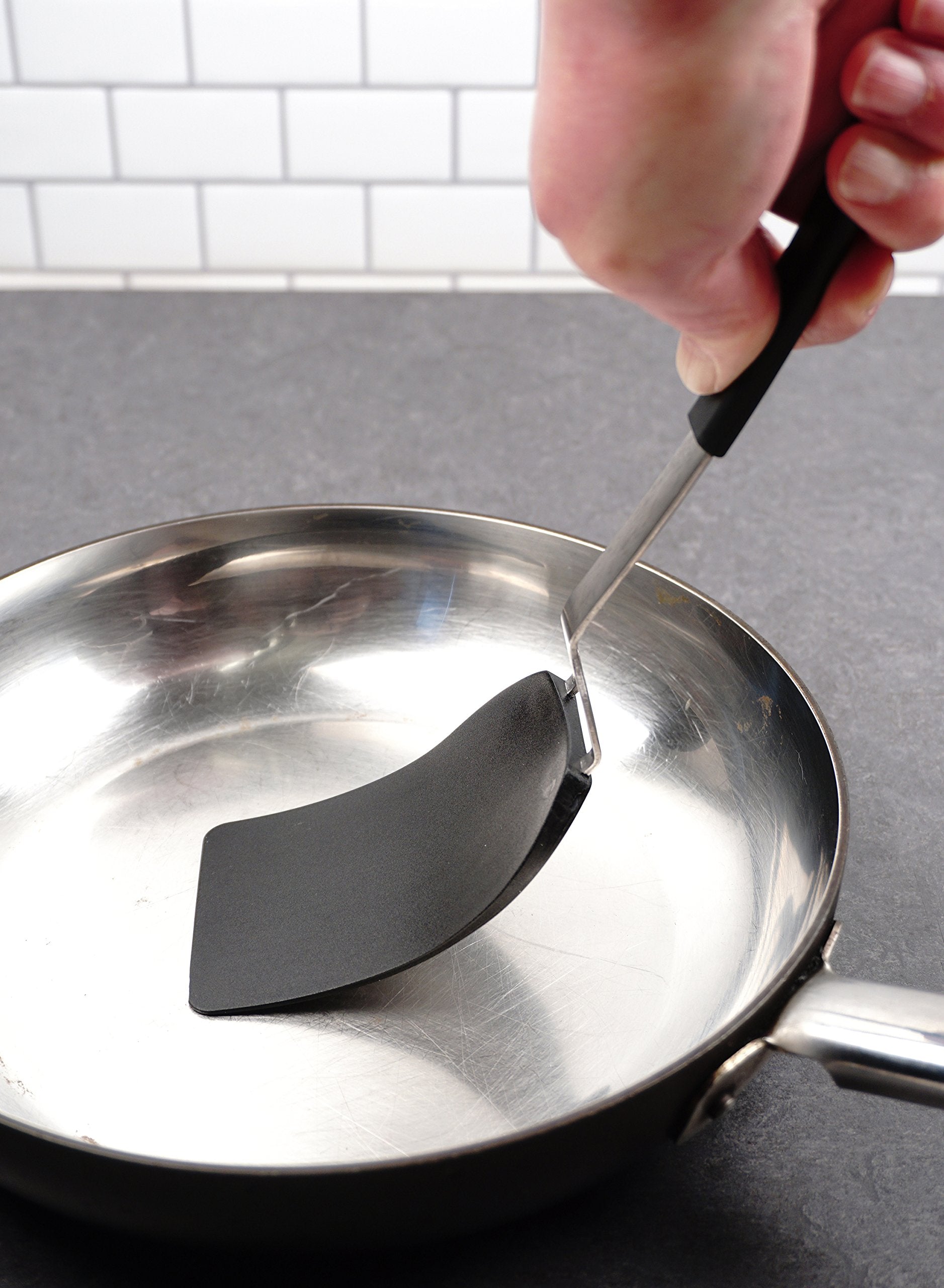 RSVP International Kitchen Tool Collection Flexible Nylon Spatula  Stainless Steel Handle  12x2.75''  Black