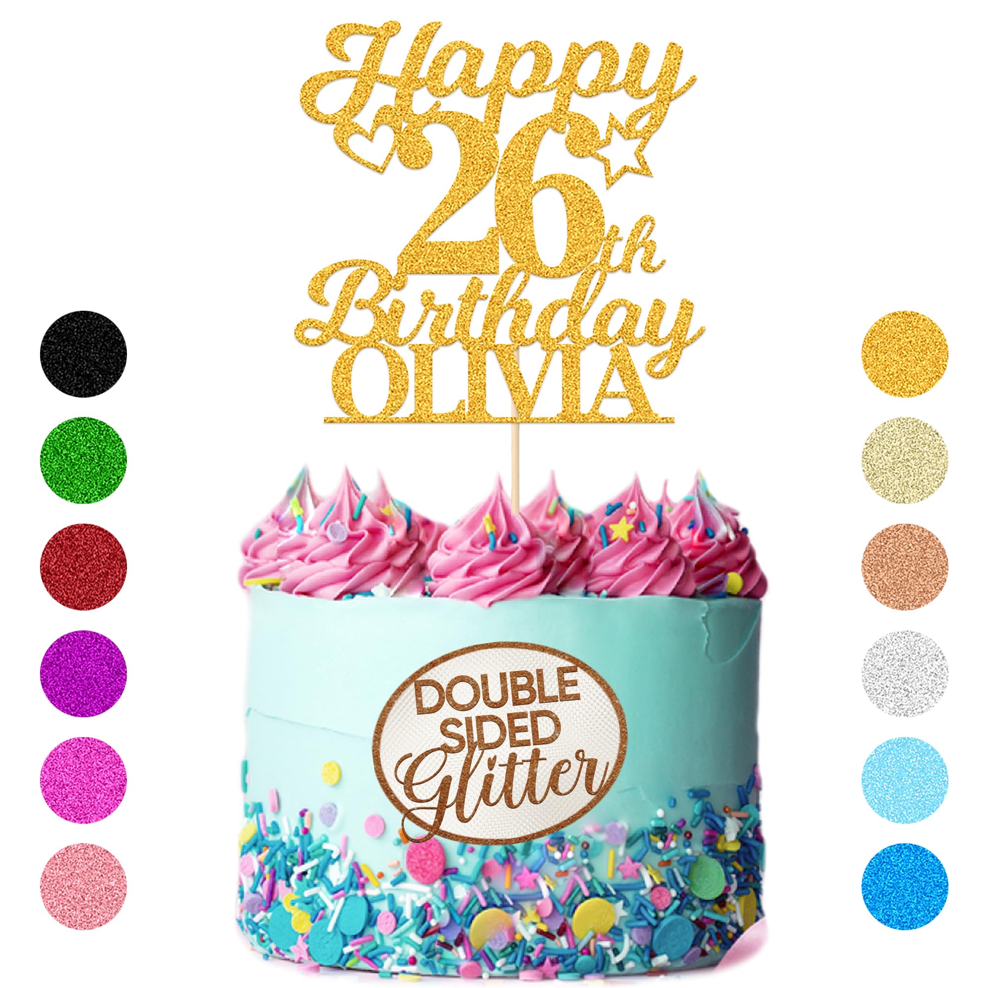 Personalized Happy Birthday Cake Toppers Birthday Cake Topper Gifts For Women Men Custom Glitter Cake Toppers With Any Name & Ag