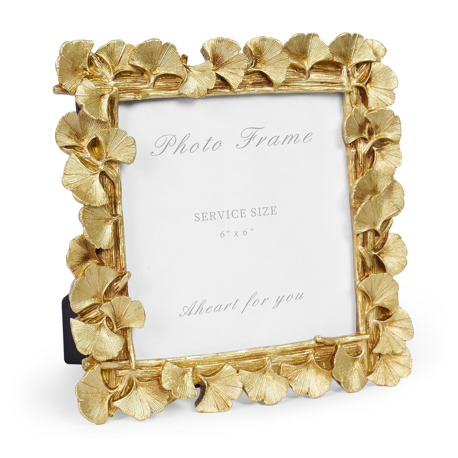 Cuspin Vintage Picture Frame 6x6 Gold Frames, Gold Ornate Leaf Textured Hand-Crafted Resin with Glass Front Antique Photo Frame 