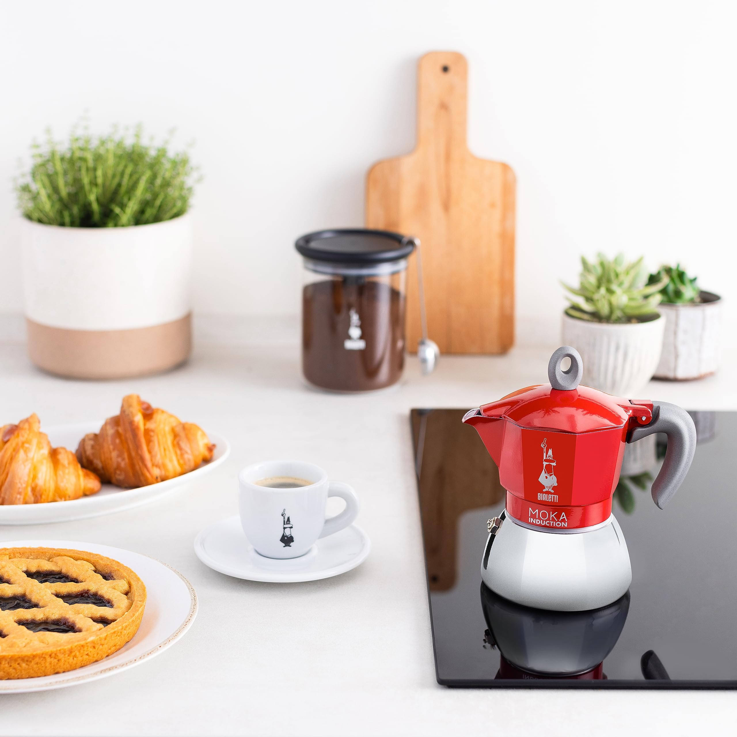 Bialetti - Moka Induction, Moka Pot, Suitable For All Types Of Hobs, 6 Cups Espresso (9.4 Oz), Red