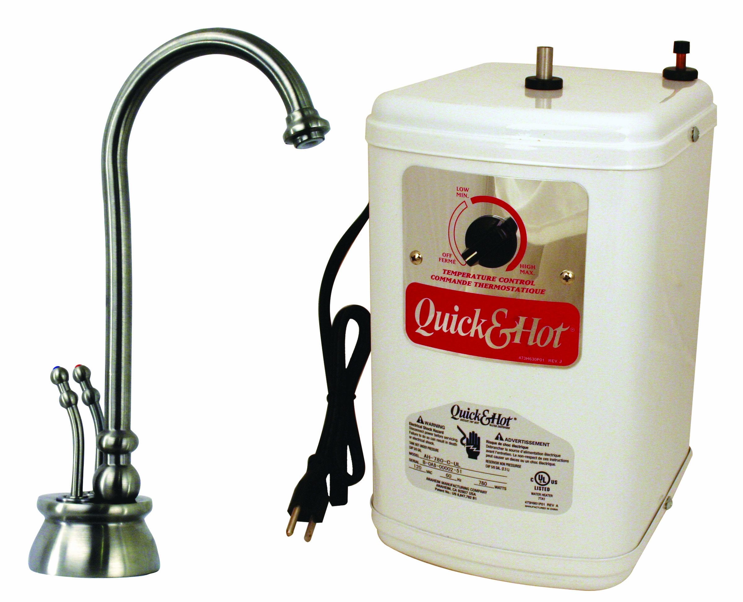 Westbrass D262H07 Docalorah 10 2Handle Cold Dispenser Faucet with Instant Hot Water Tank System, 1Pack, Satin Nickel