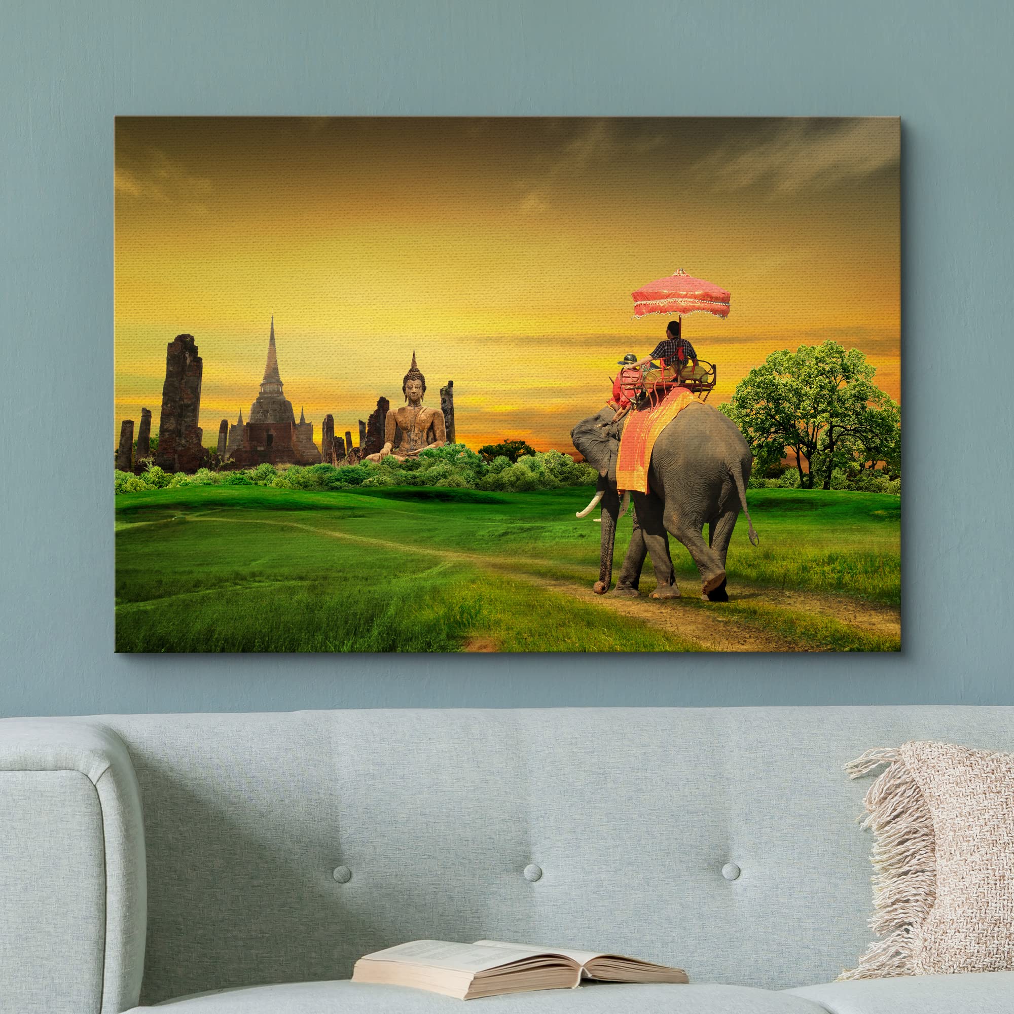 Wall26 - Canvas Prints Wall Art - Sunset Thai Countryside Thailand | Modern Wall Decor/Home Decoration Stretched Gallery Canvas