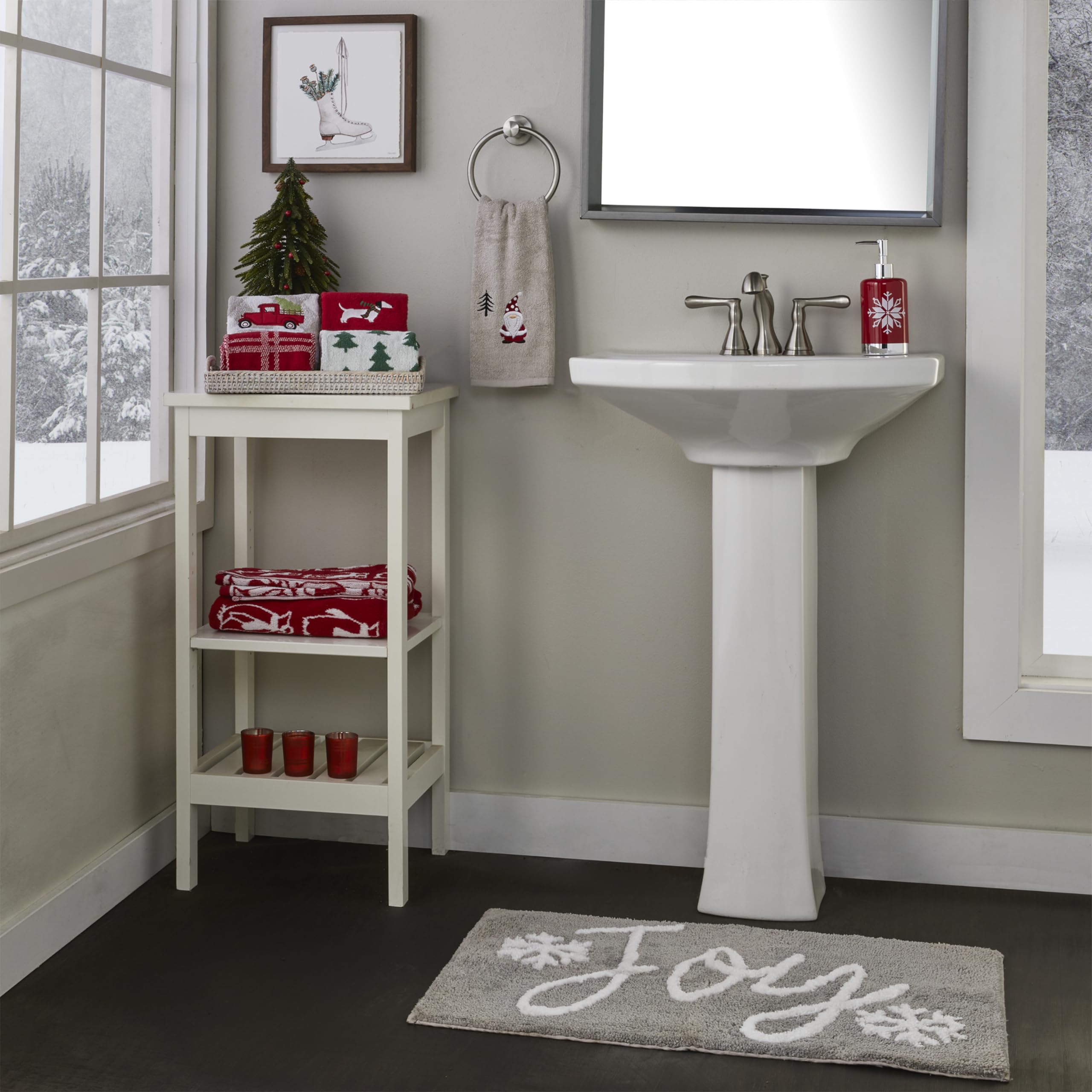 Skl Home Gnome Holiday (Skl) Hand Towel (2-Pack), Dove Gray